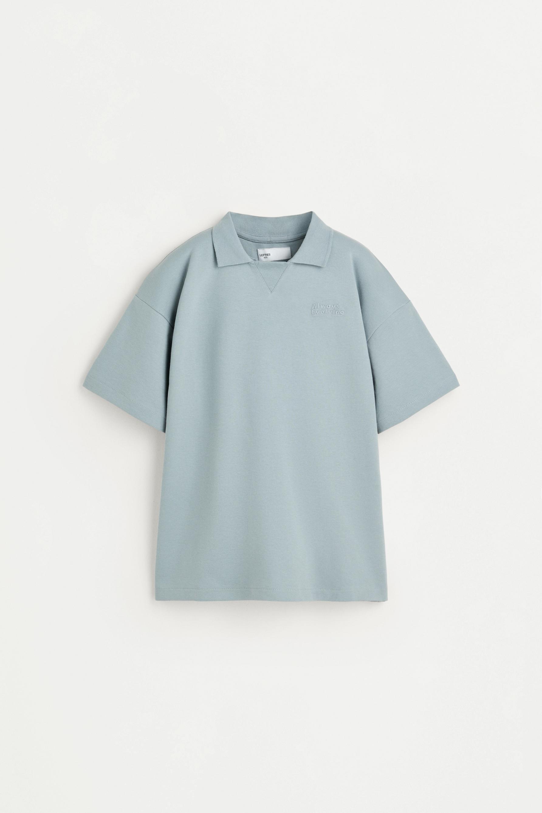 Interlock polo shirt with text
