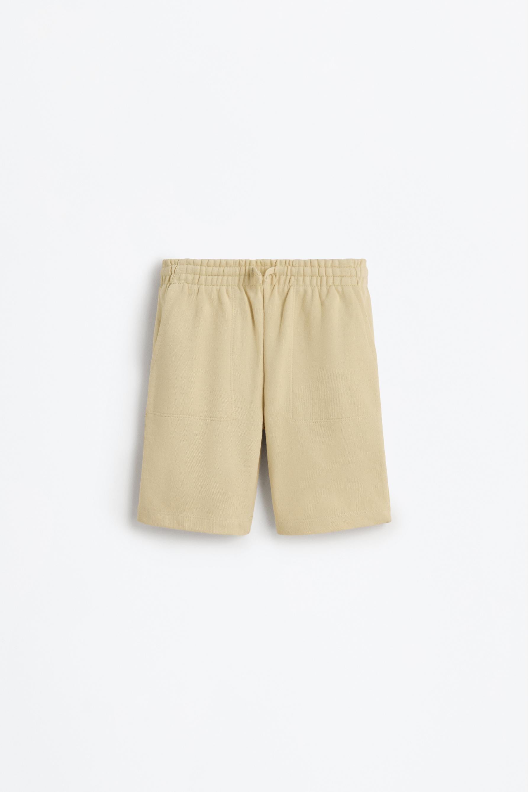 Basic plush Bermuda shorts - BUTTER / 11-12 years