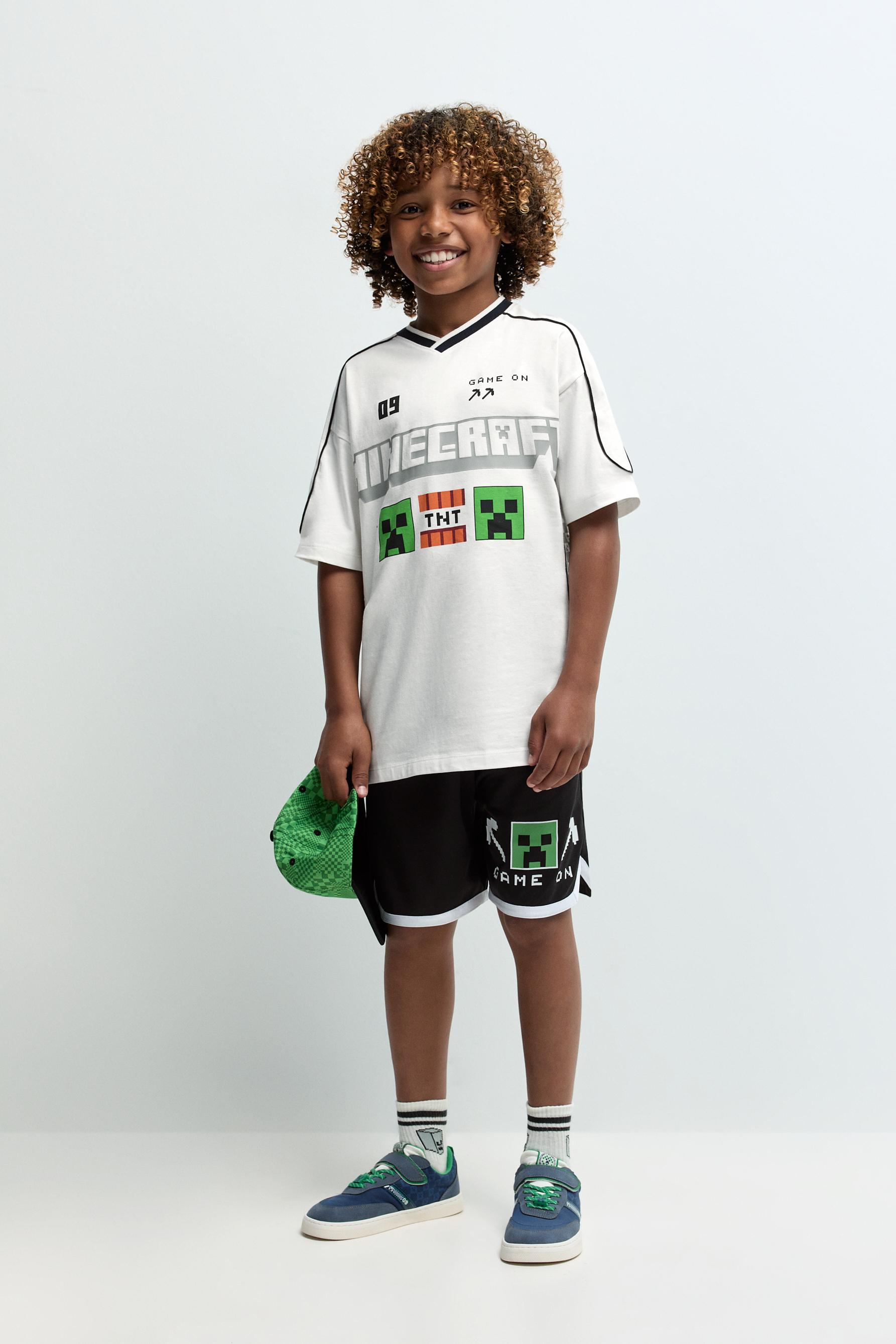 Minecraft sports Bermuda shorts - BLACK / 11-12 years