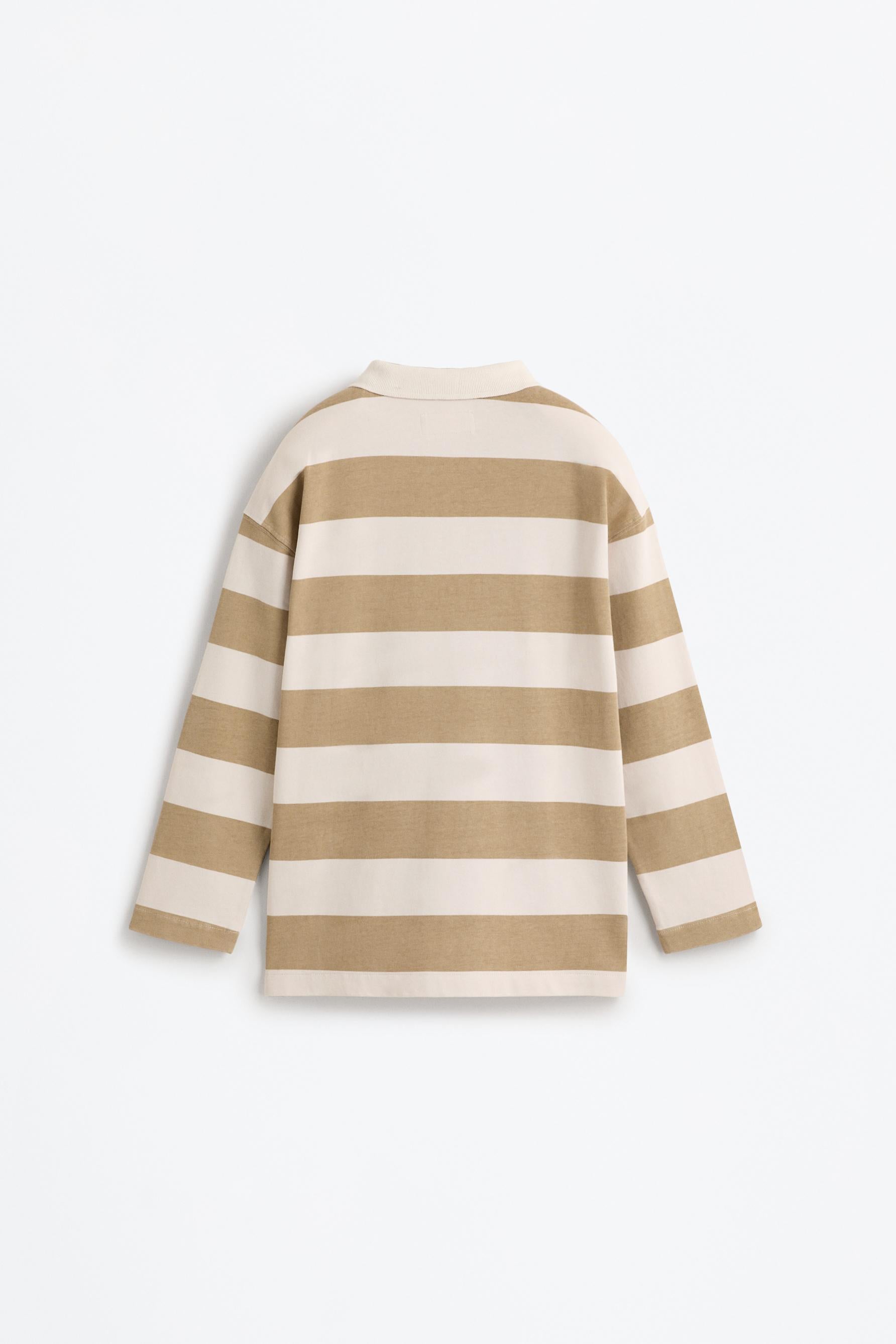 Striped long sleeve polo shirt