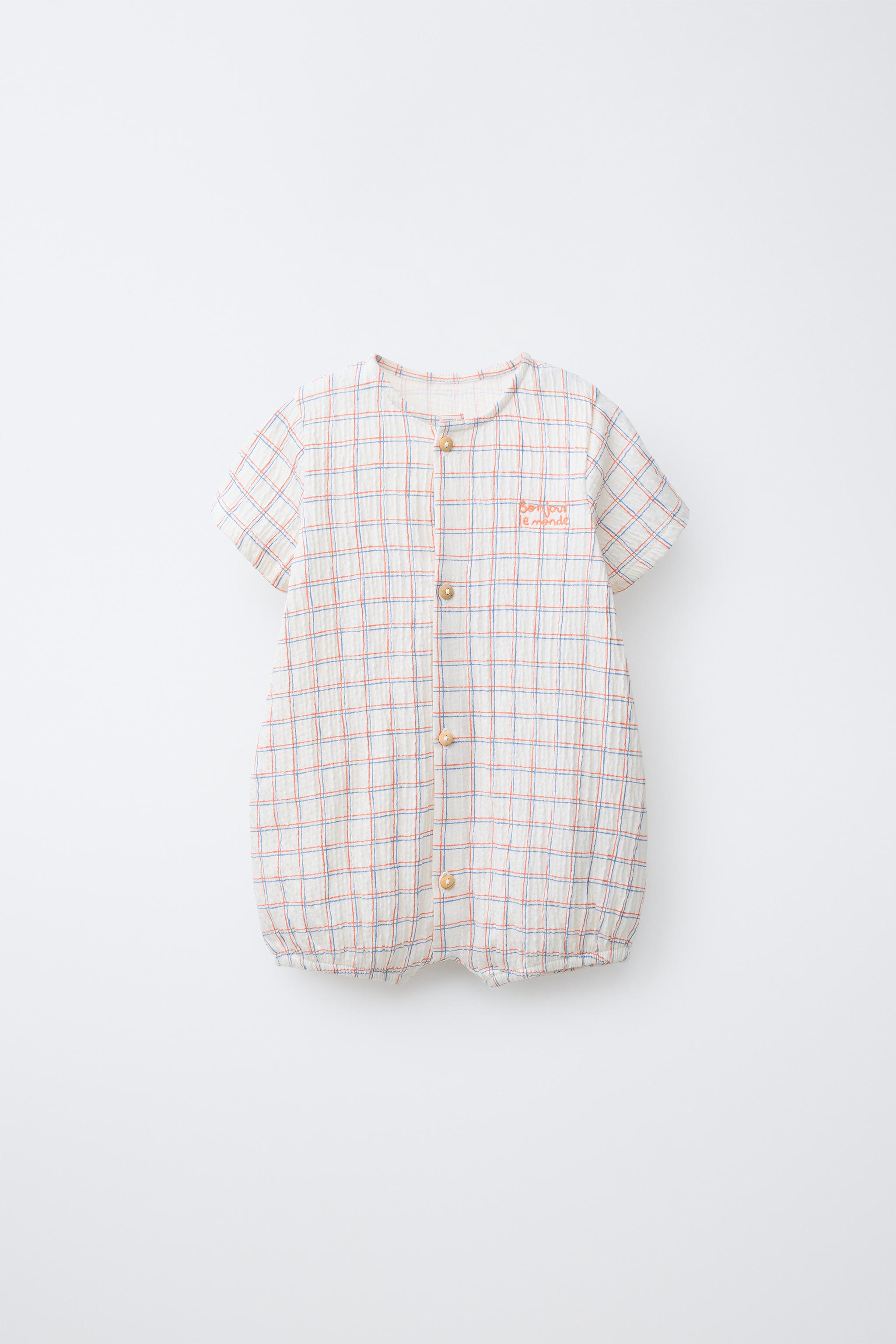 CHECK EMBROIDERED ROMPER - White / 1-3 months (62 cm)