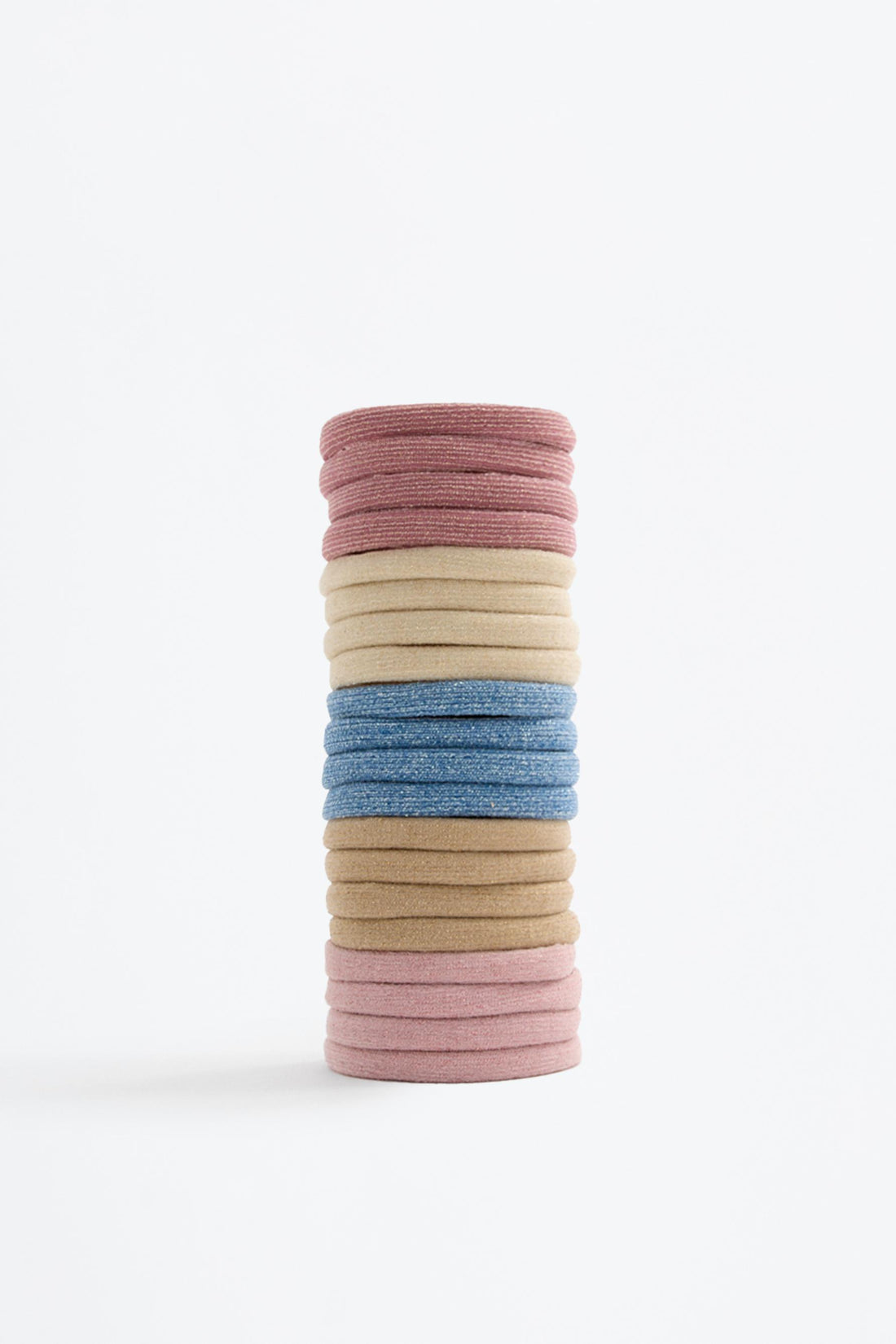 Pack of 20 shimmery elastic hair ties - ECRU / M