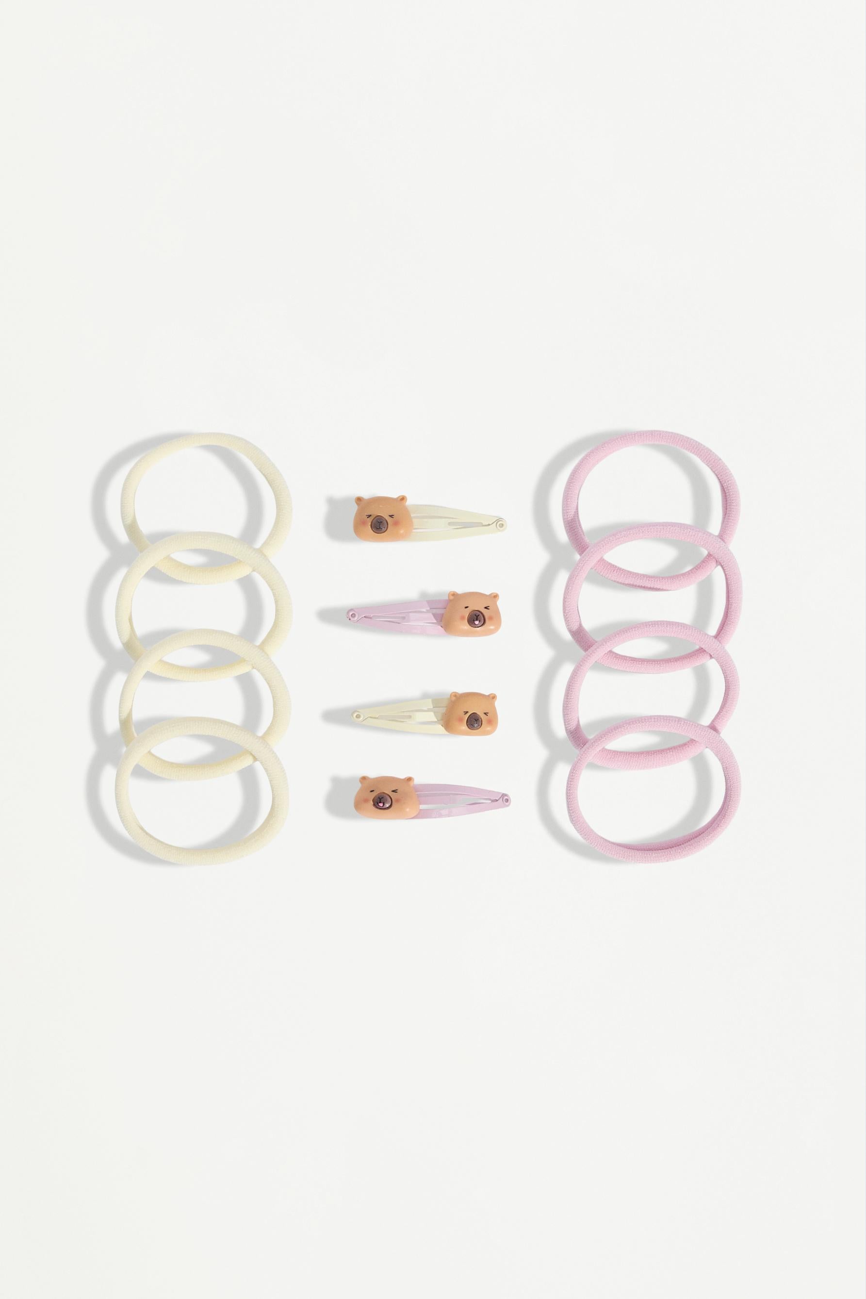 Capybara clips and hair ties set - BROWN / M