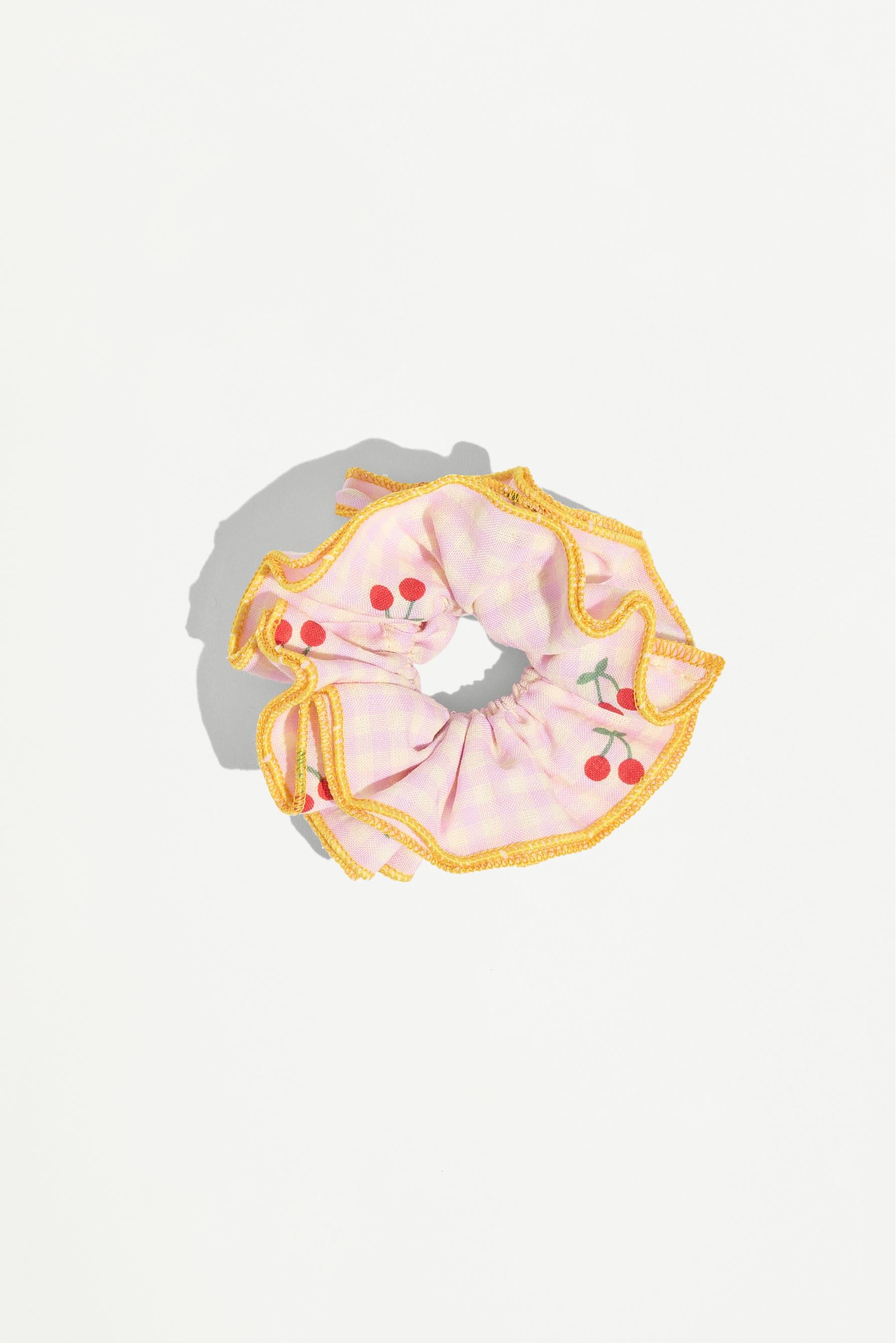 Cherry scrunchie hair tie