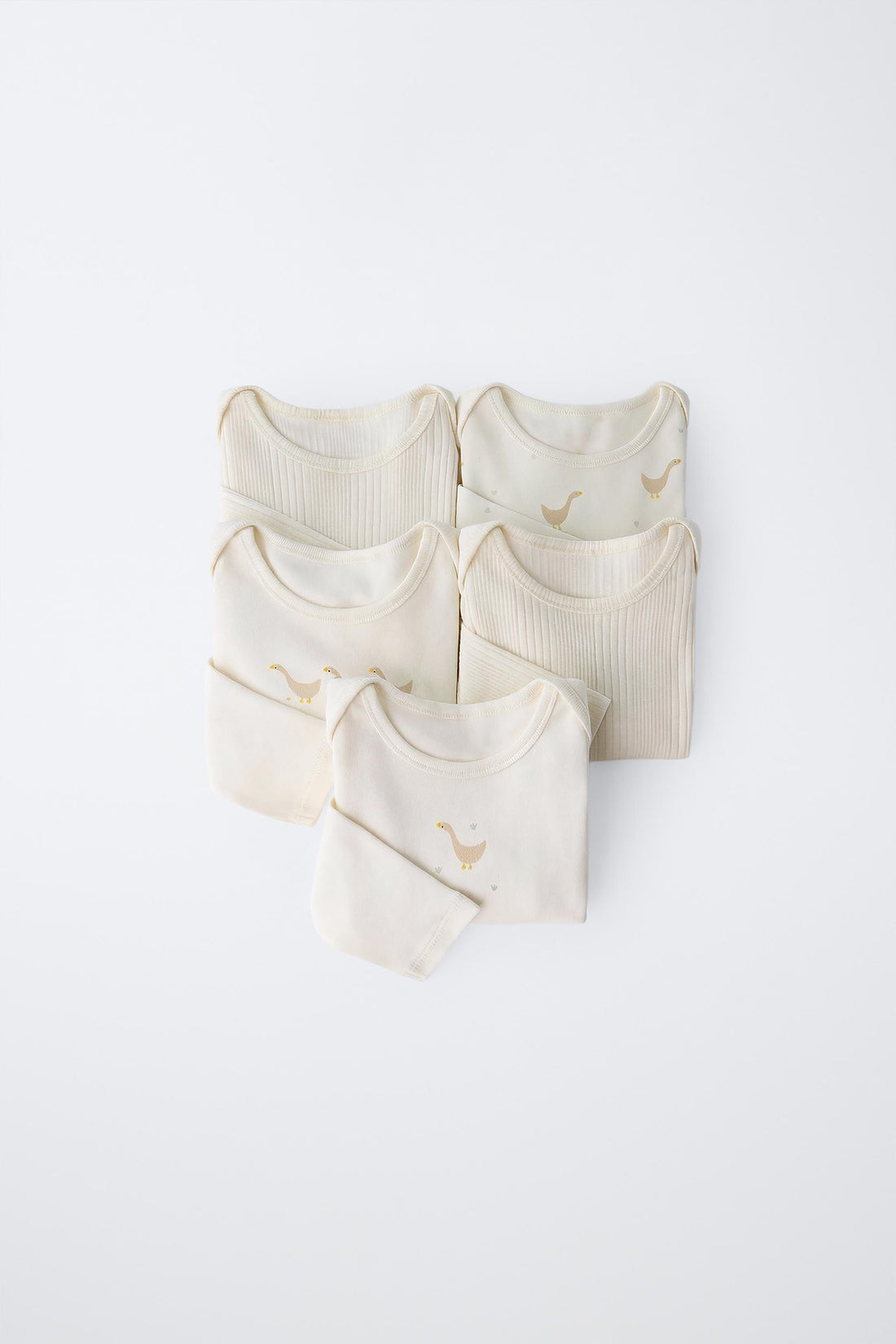 5-PACK OF GOOSE PRINT BODYSUITS - Ecru / 12-18 months (86 cm)