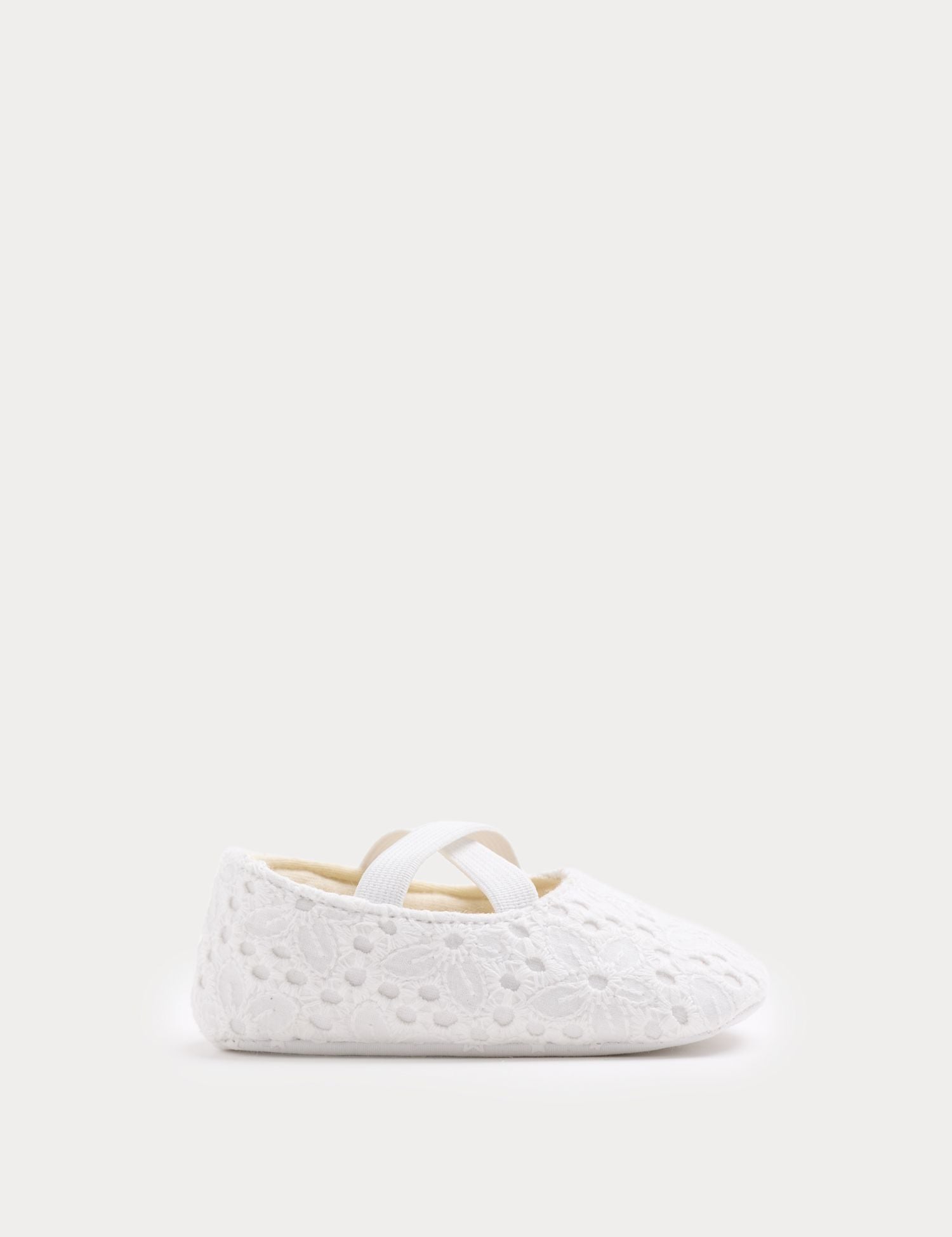 Baby Broderie Ballet Pram Shoes (0-18 Mths)