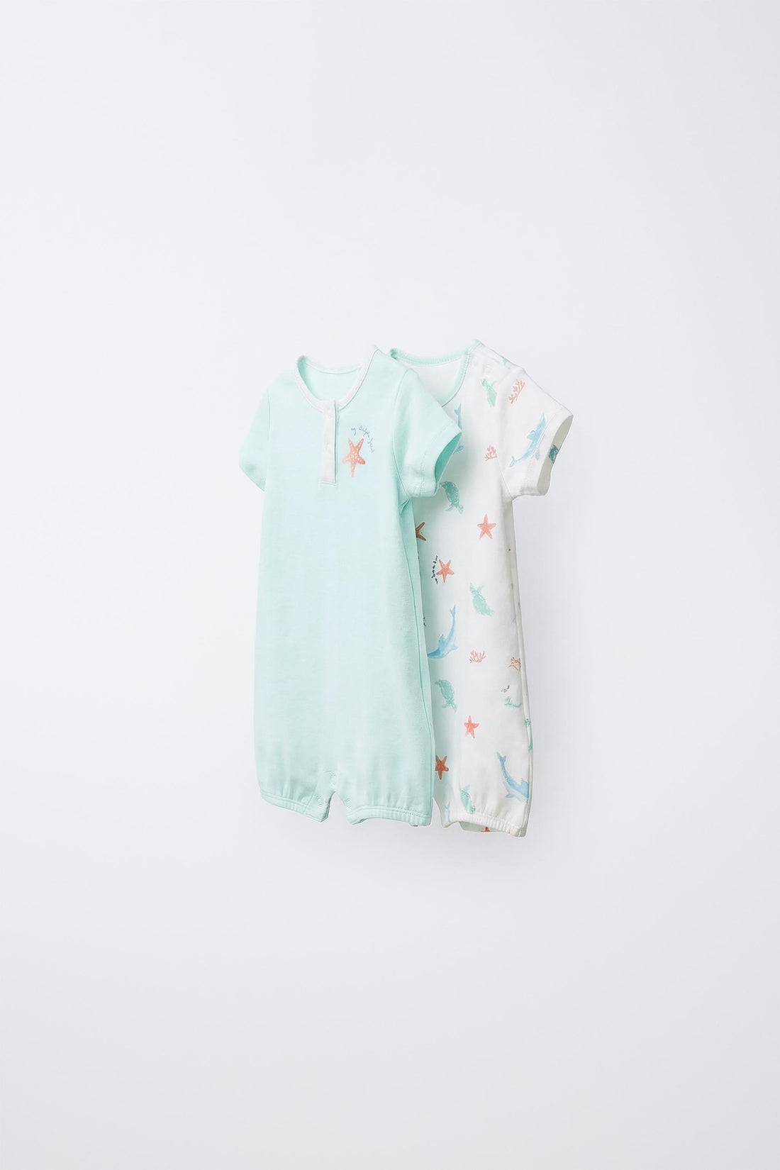 TWO-PACK OF SEA PRINT SLEEPSUITS - Ecru / 12-18 months (86 cm)