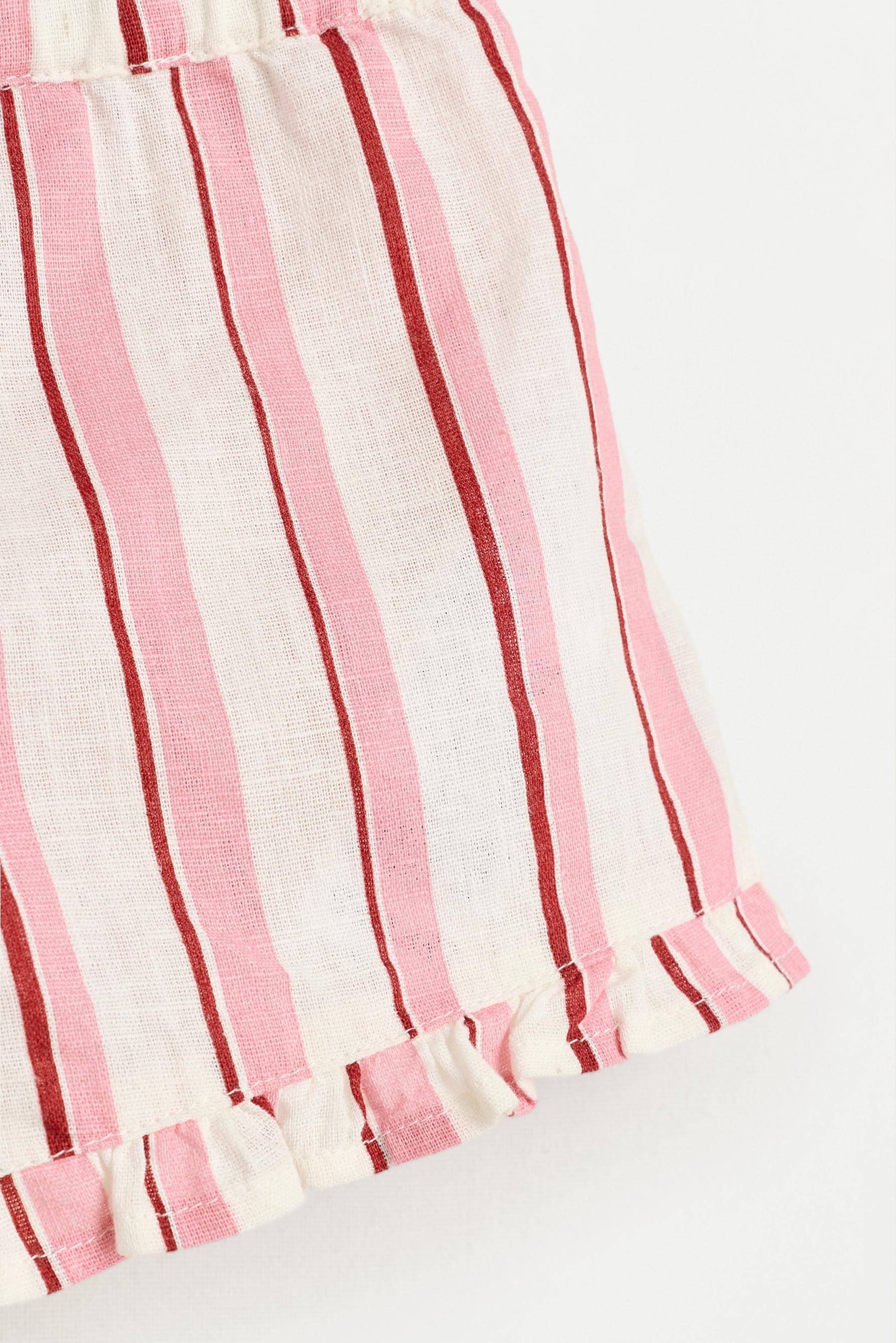 Baby Girl | Pink striped cotton-linen set