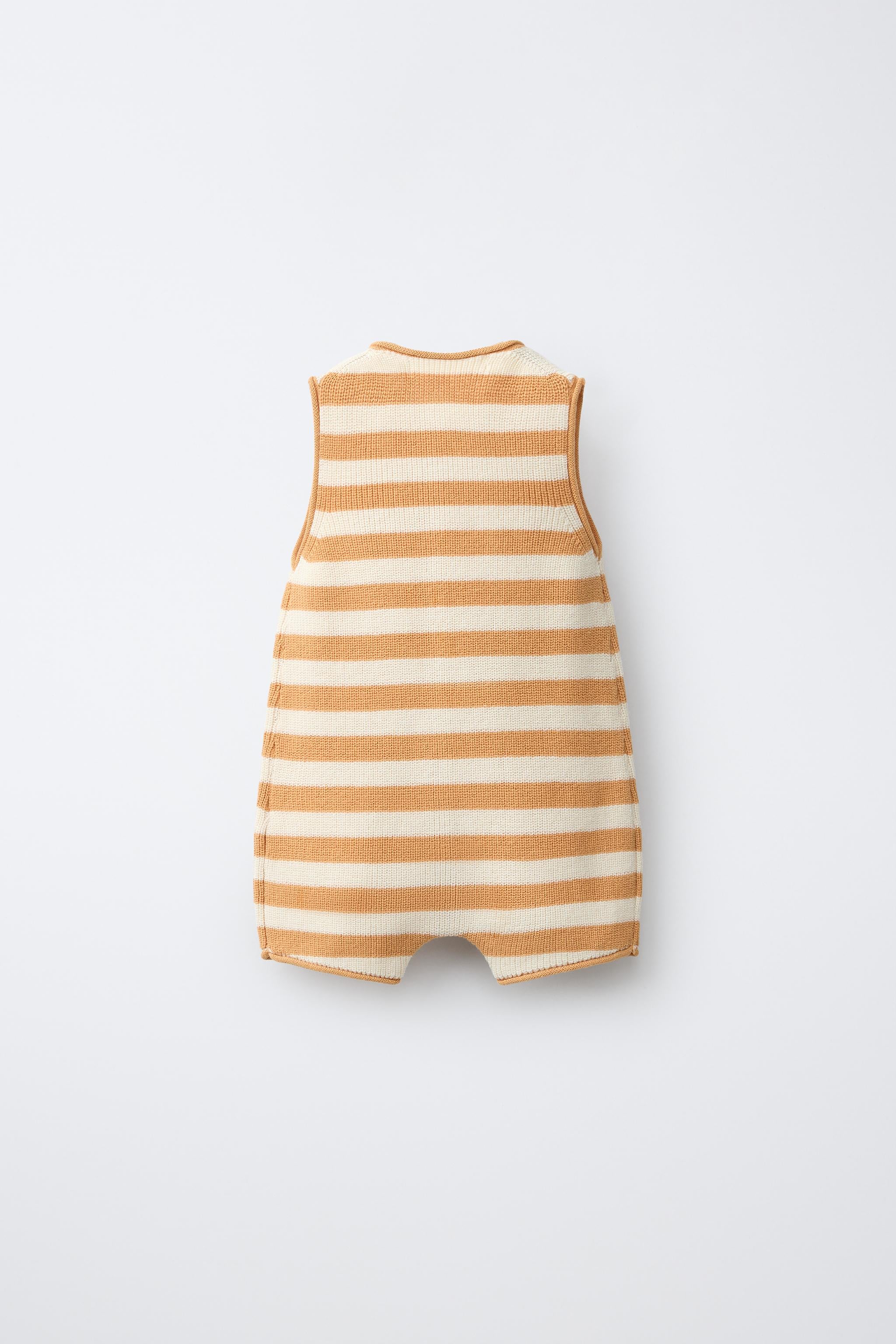 KNITTED STRIPED ROMPER WITH EMBROIDERED BOAT