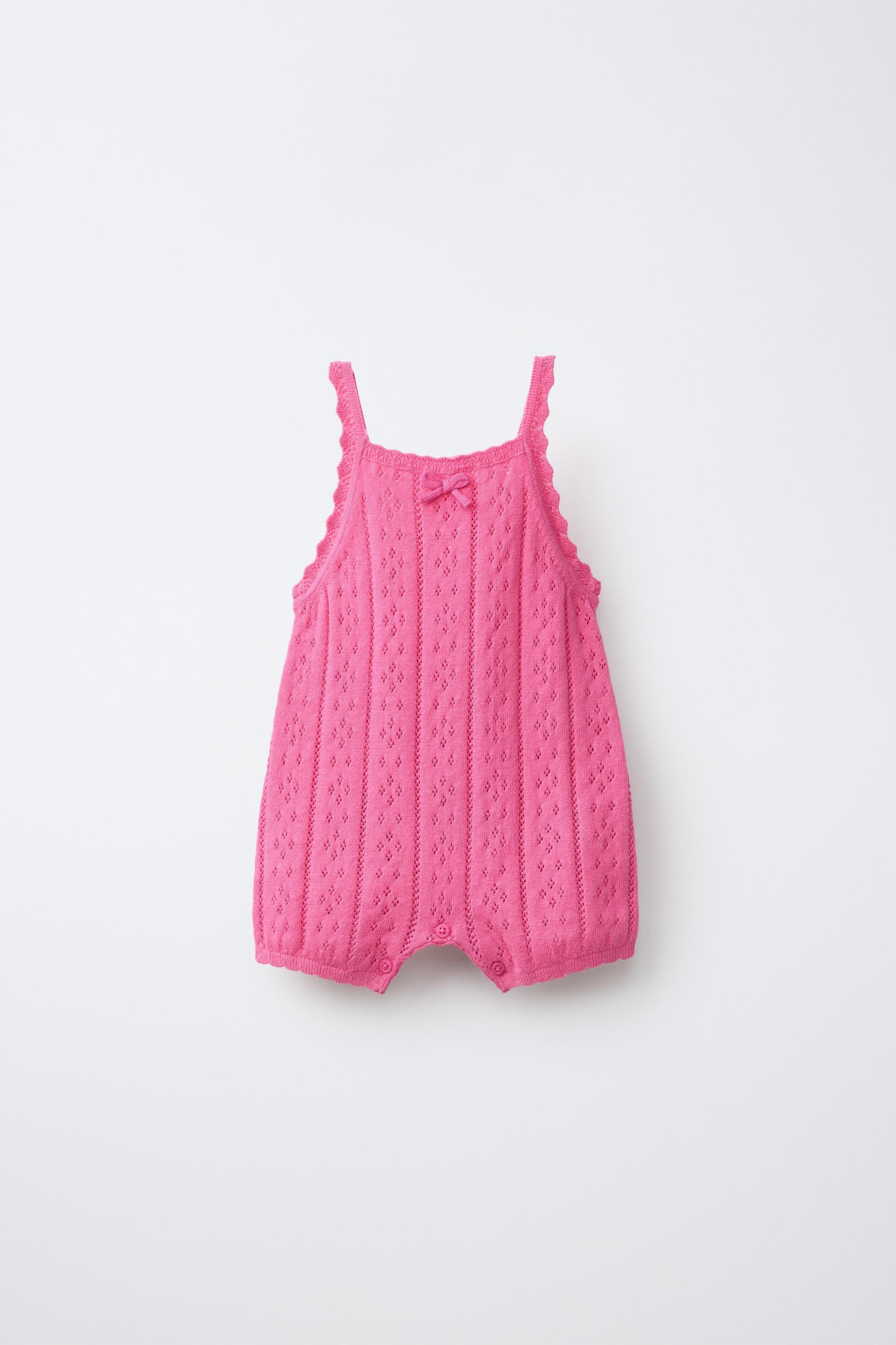 POINTELLE KNIT ROMPER - Fuchsia / 1-3 months (62 cm)