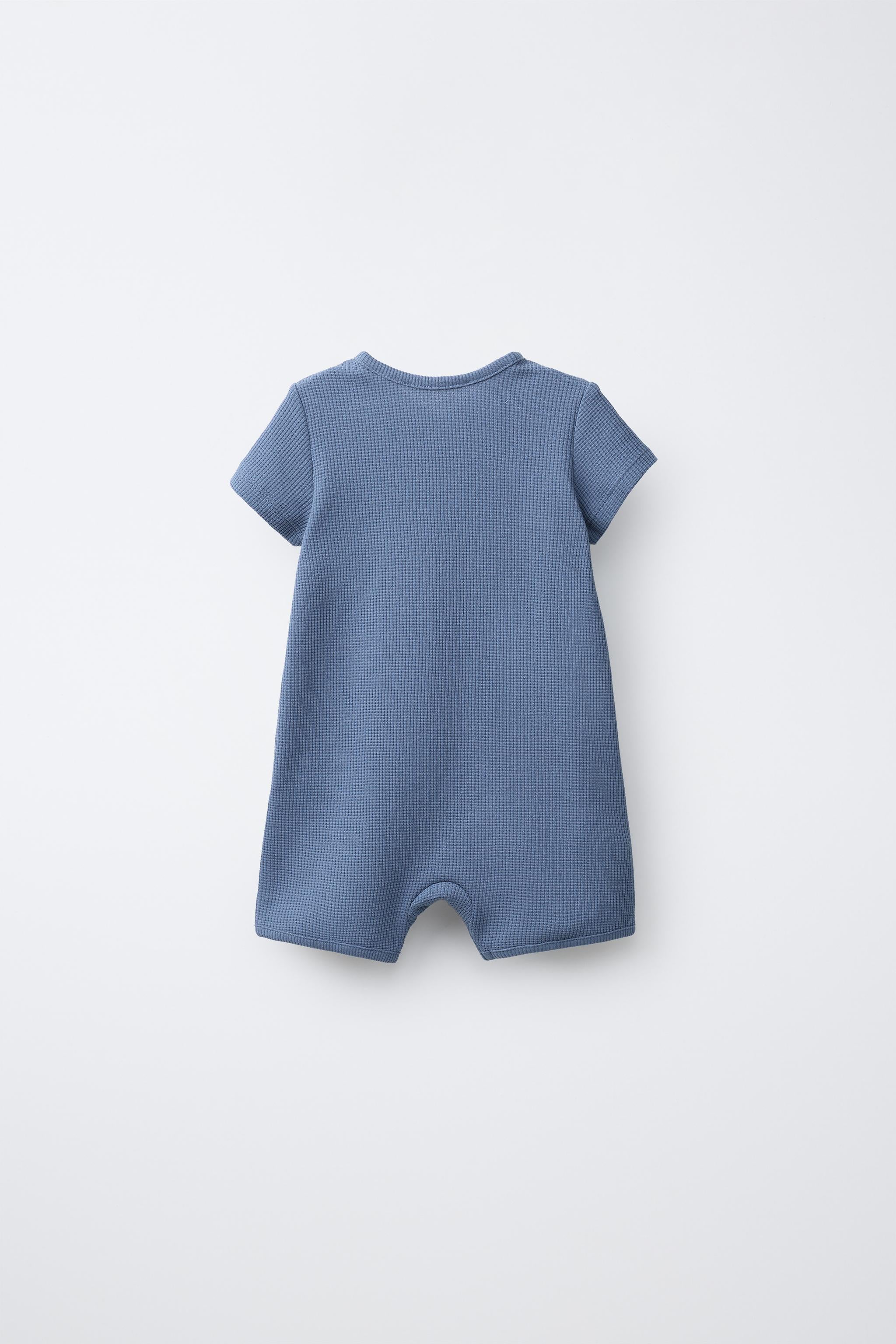 SHORT WAFFLE-KNIT SLEEPSUIT
