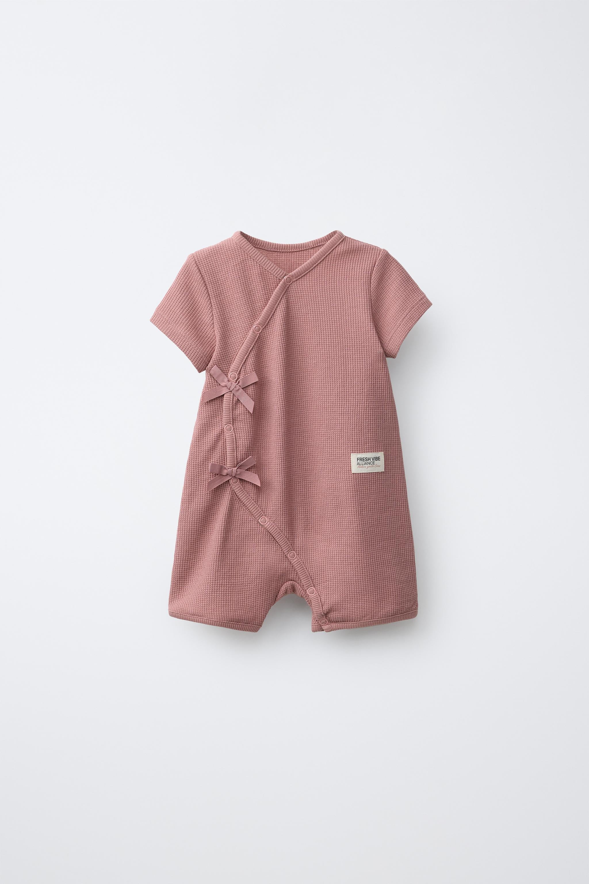SHORT WAFFLE-KNIT SLEEPSUIT - Pink / 12-18 months (86 cm)