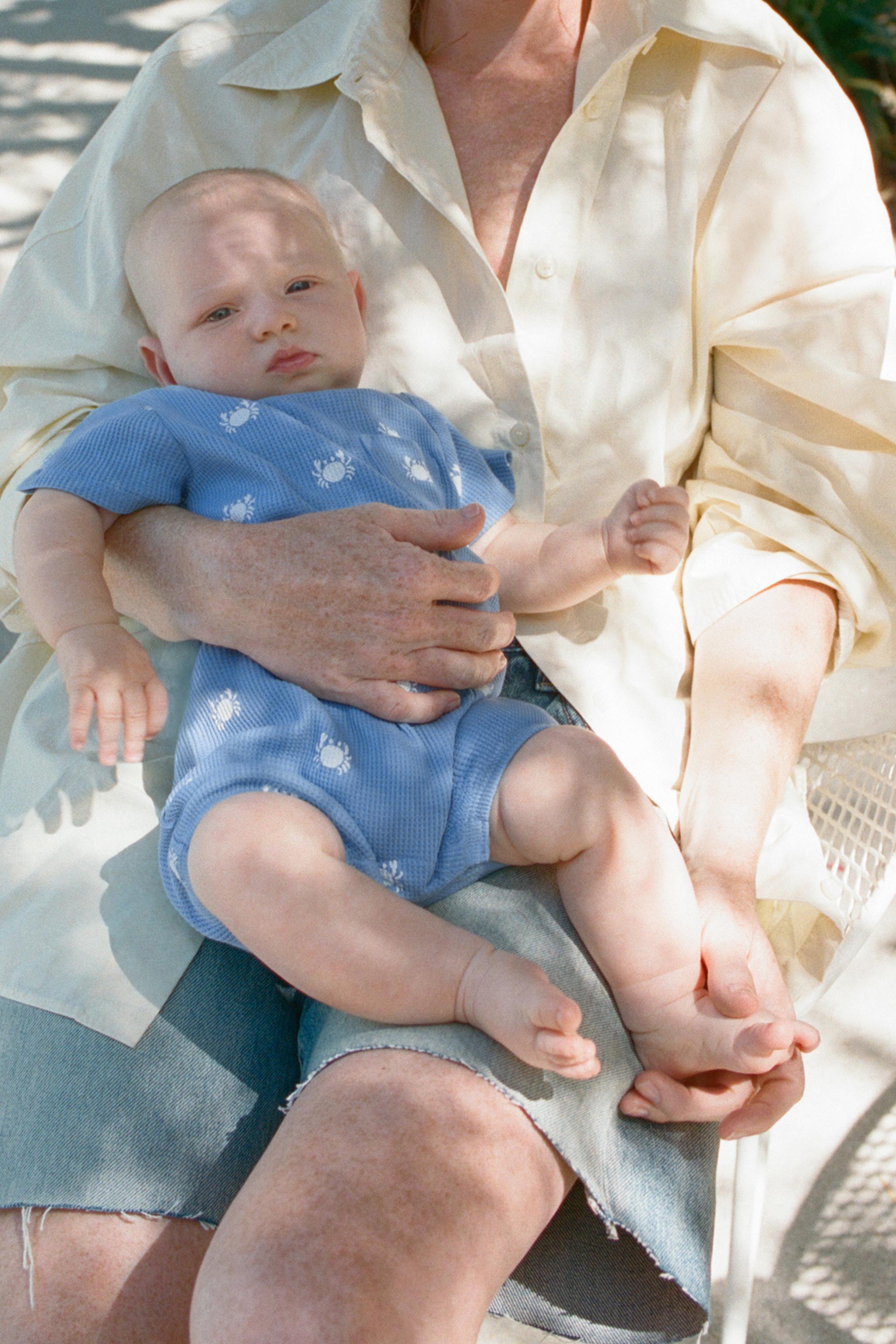 CRAB TEXTURED ROMPER - Blue/White / 0-1 months (56 cm)