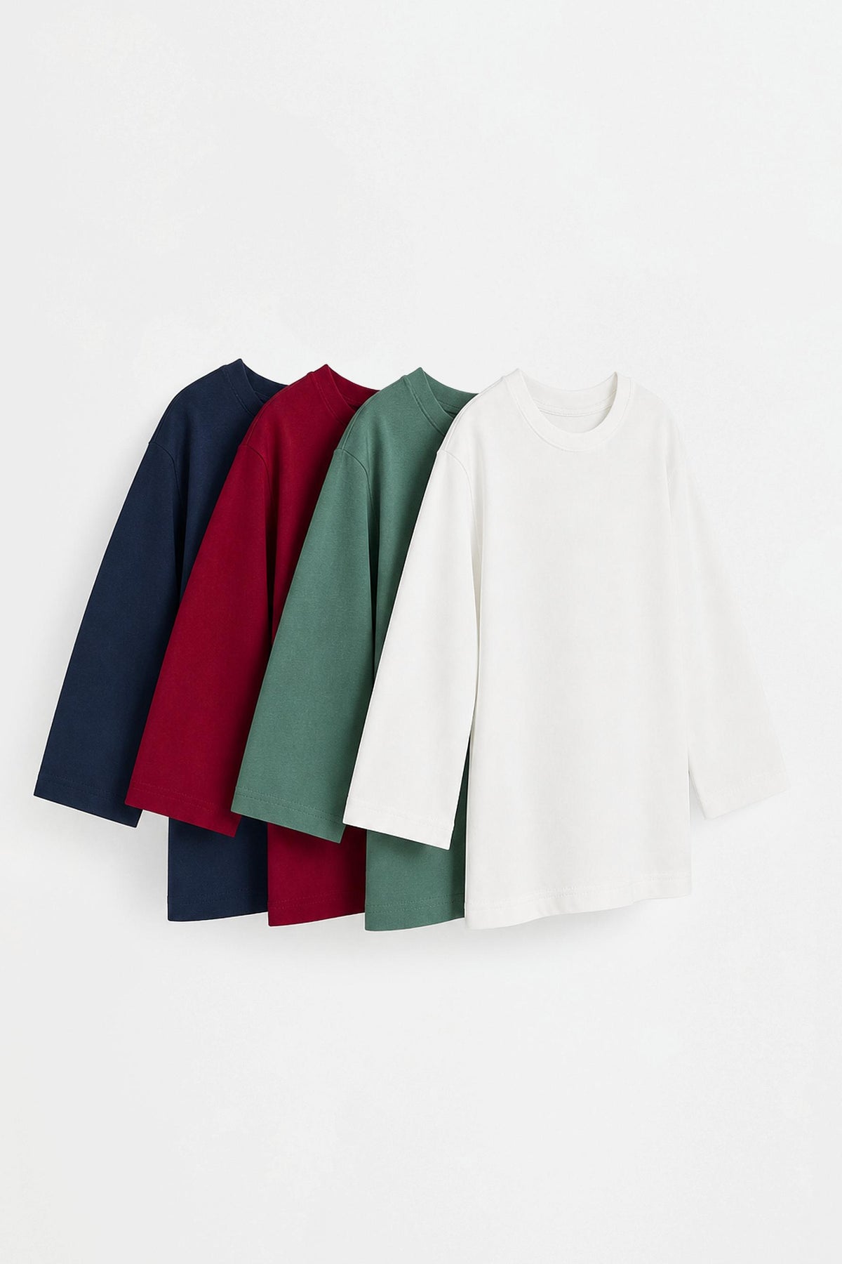 Pack of 4 plain long sleeve T-shirts