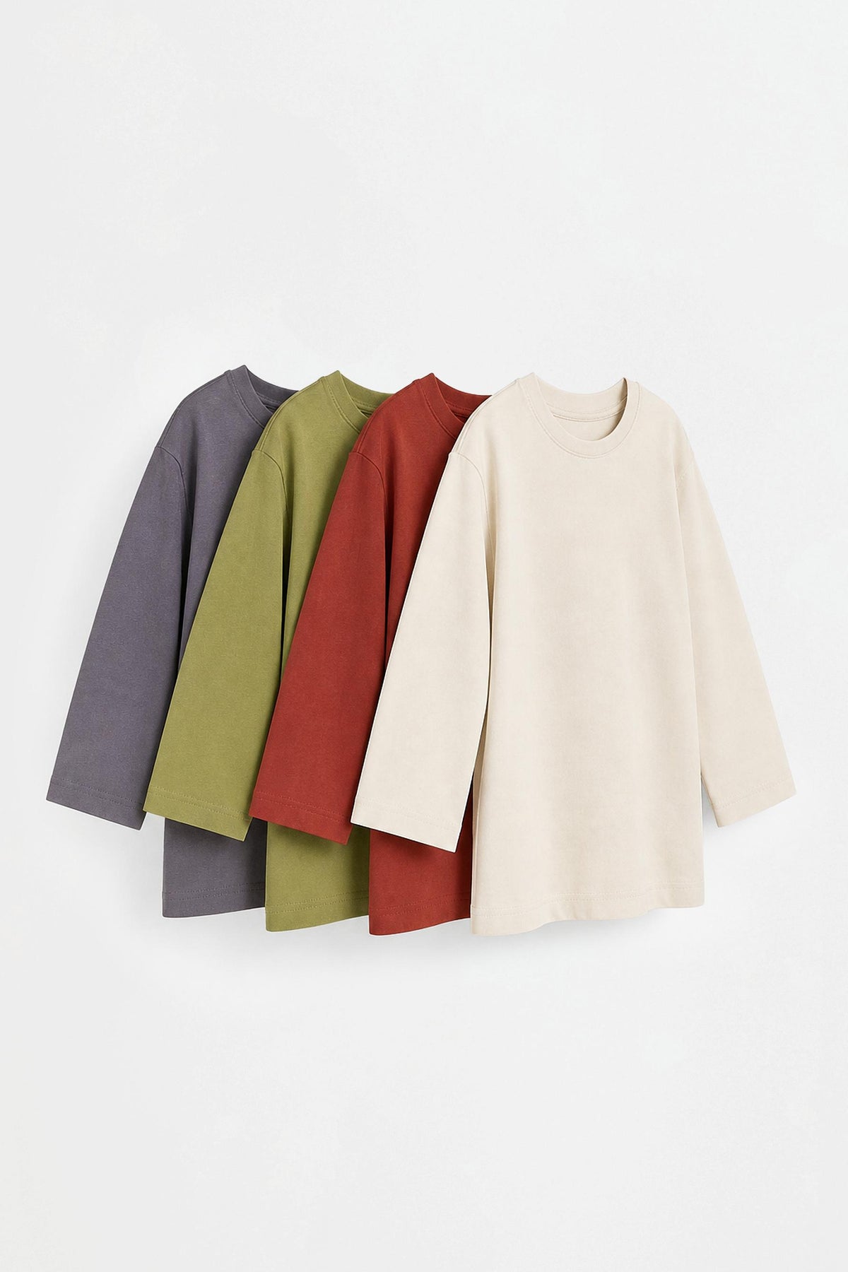 Pack of 4 plain long sleeve T-shirts - ECRU / 12-18 months
