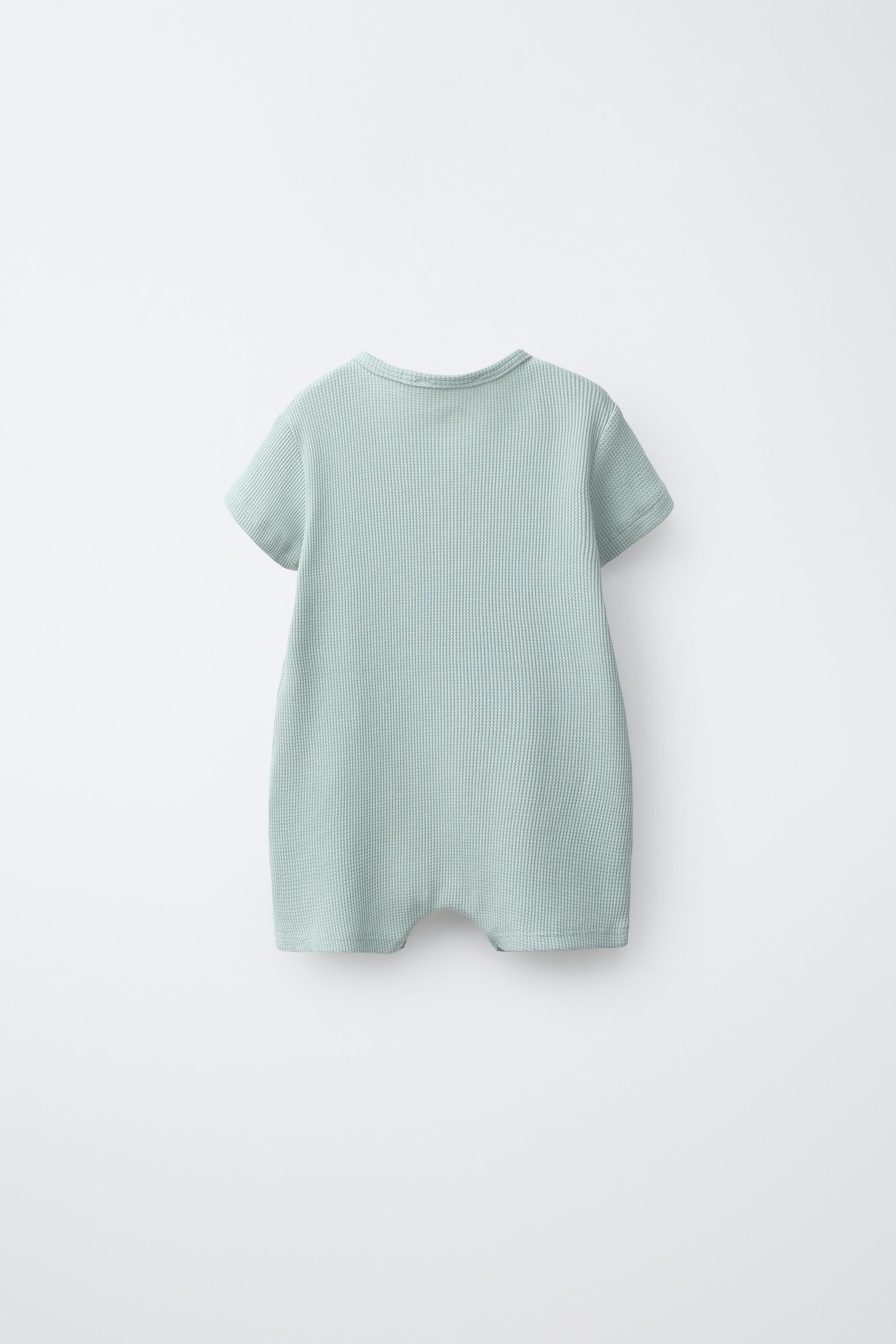 WAFFLE-KNIT HENLEY ROMPER