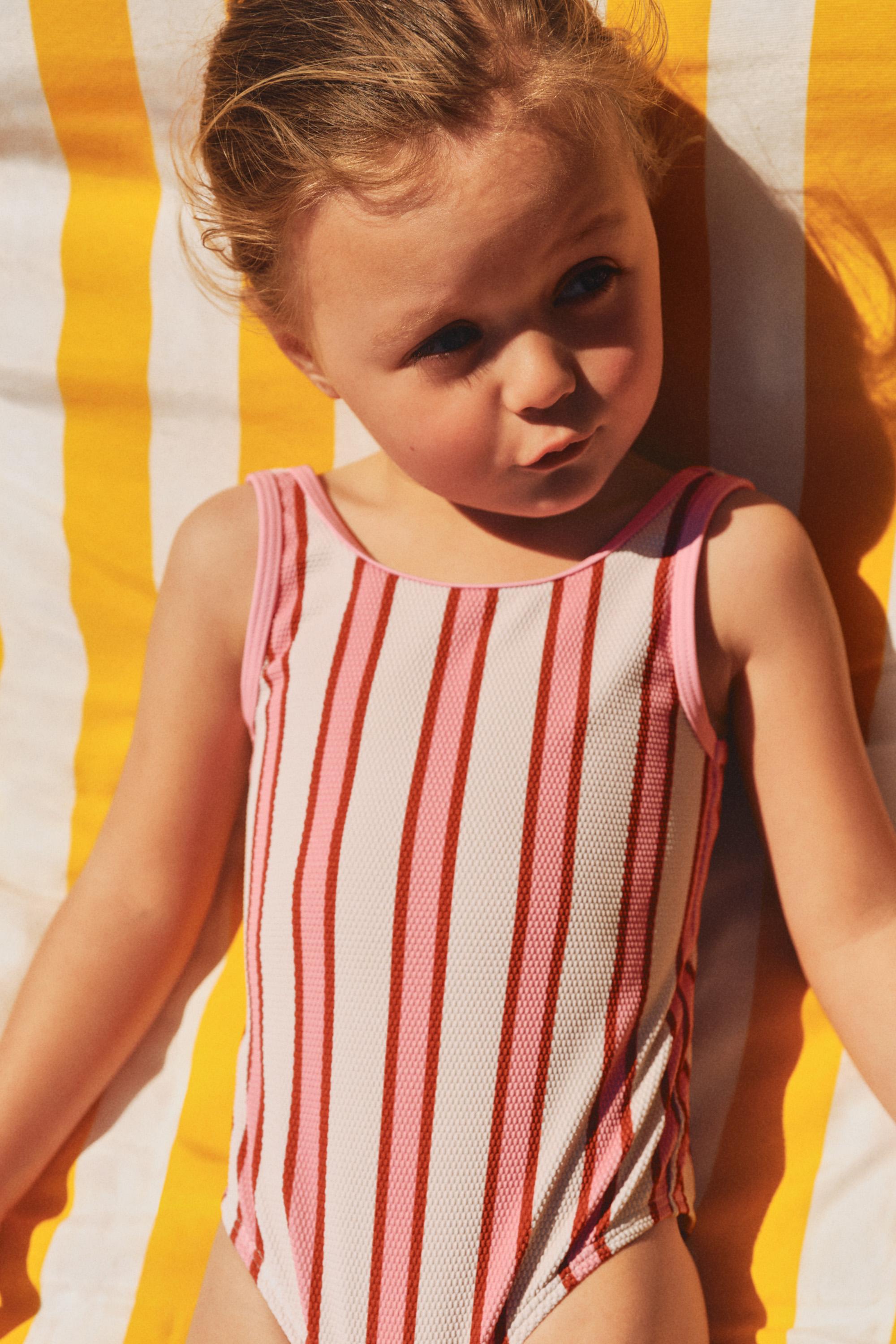 Baby Girl | Pink striped swimsuit