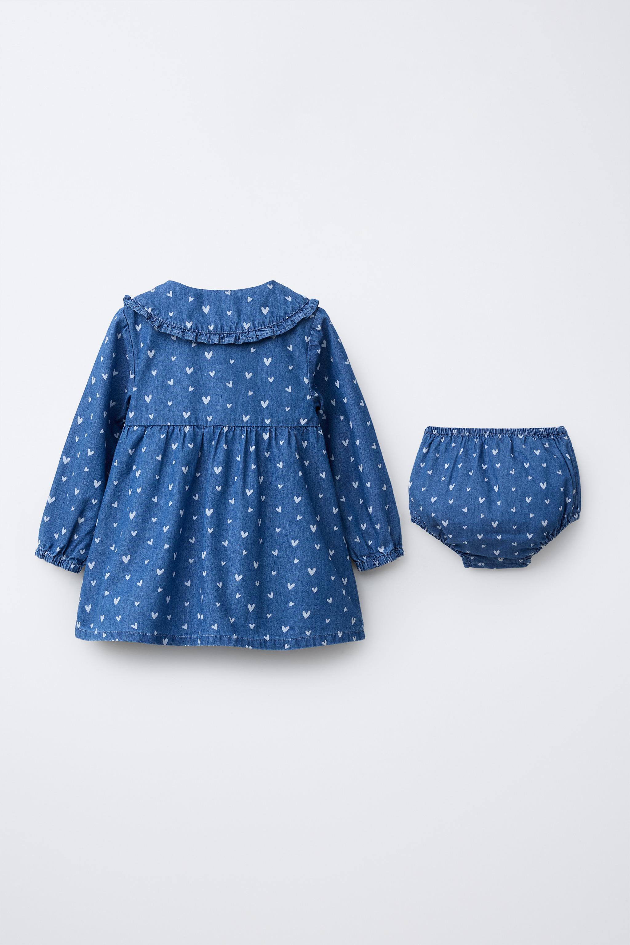 HEART PRINT DENIM DRESS AND KNICKERS