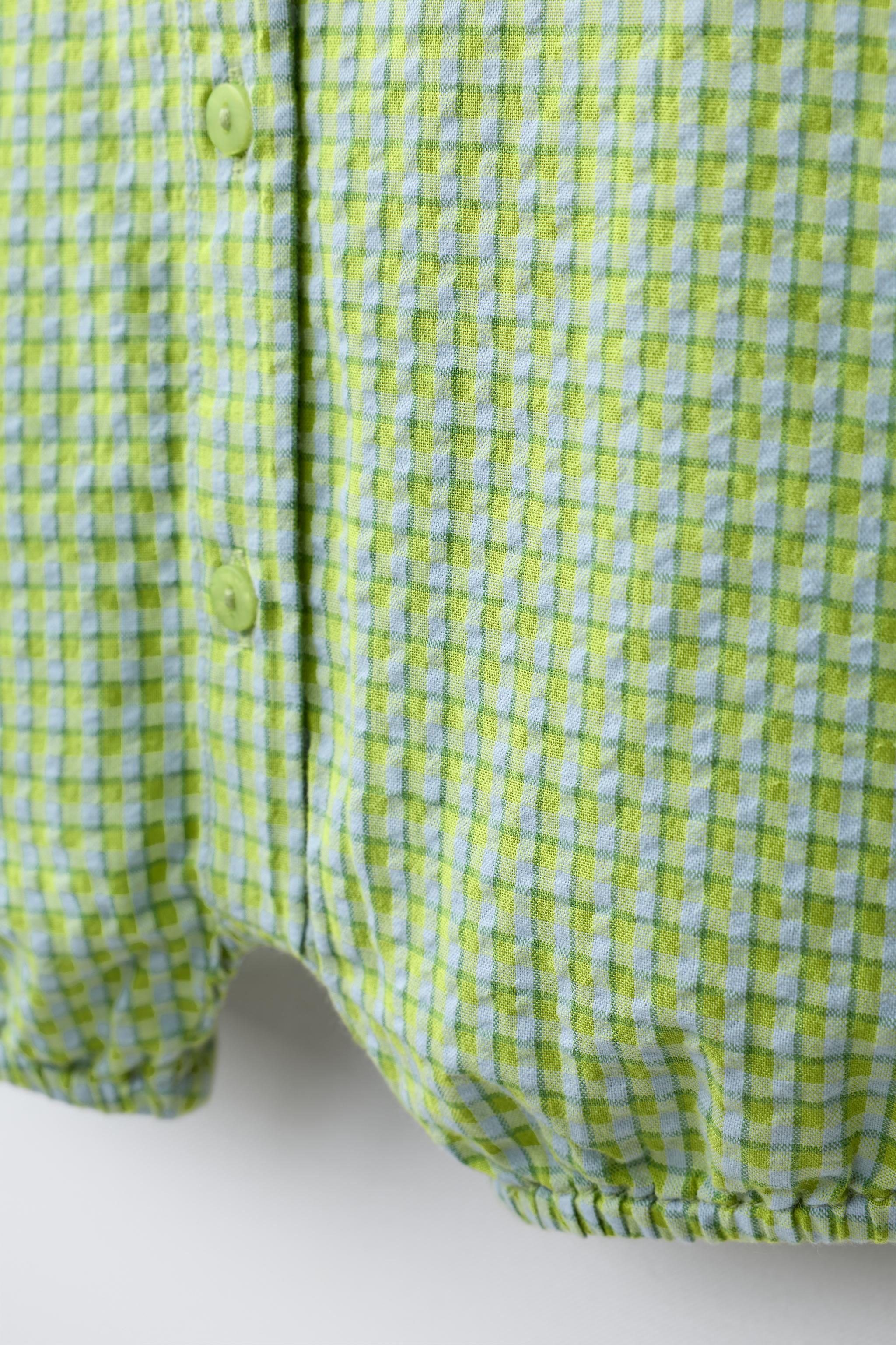 TEXTURED CHECK ROMPER