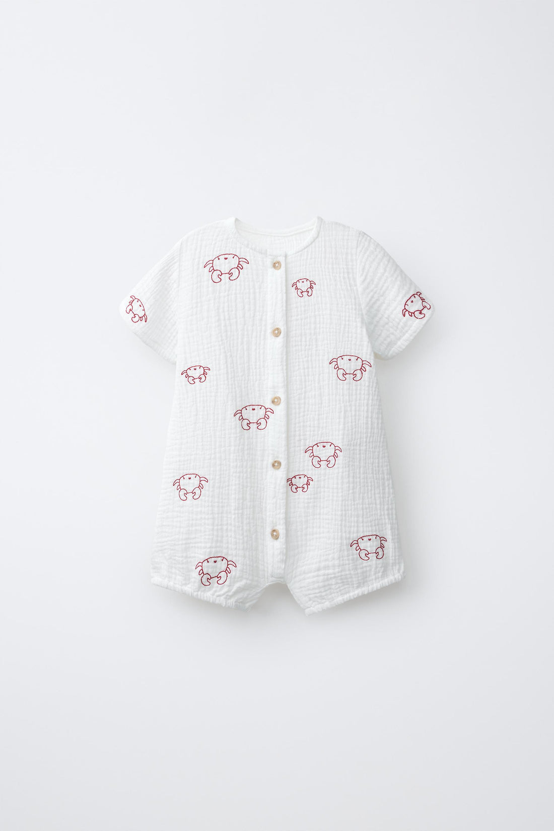 EMBROIDERED CRAB TEXTURED ROMPER