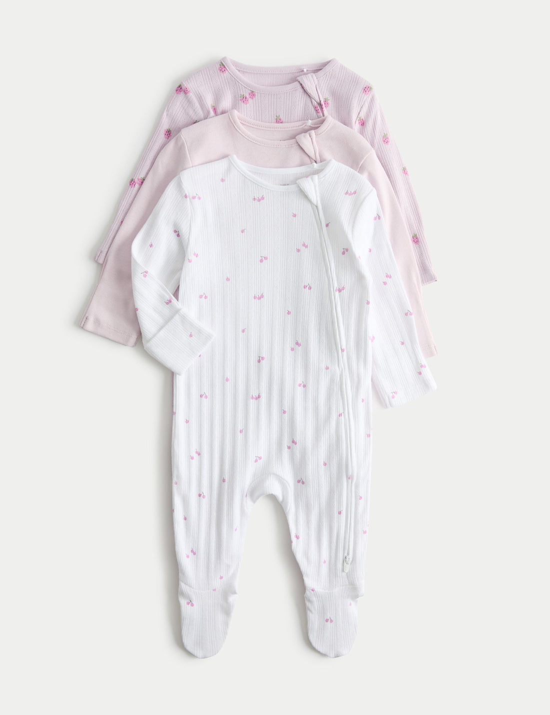 3 Pack Pure Cotton Printed Sleepsuits (6lbs 3oz-3 Yrs) - MAGENTA / 12-18 Months