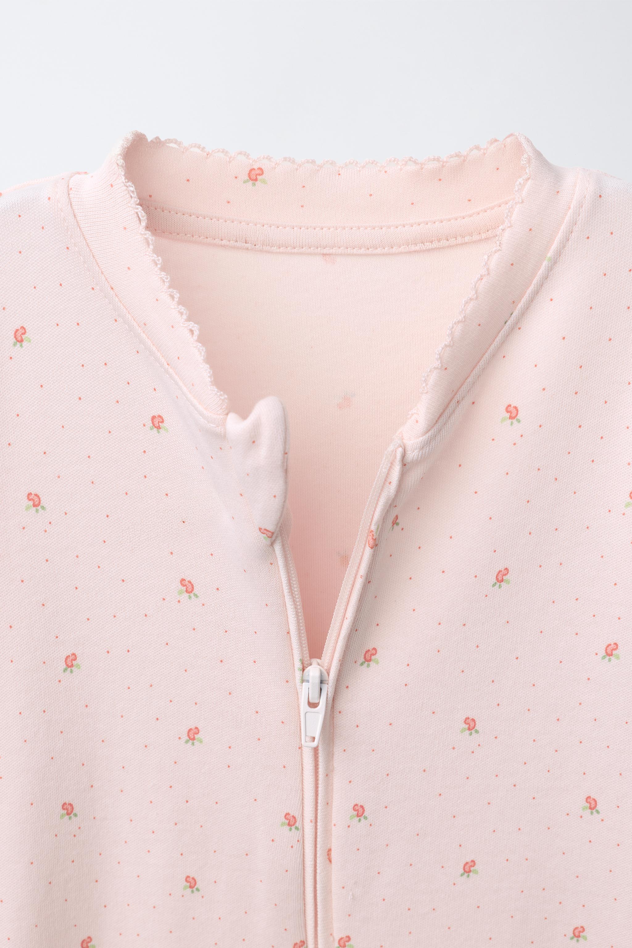 TWO-PACK OF WARM ALL-IN-ONE SLEEPSUITS WITH CONVERTIBLE FEET AND FLORAL PRINT