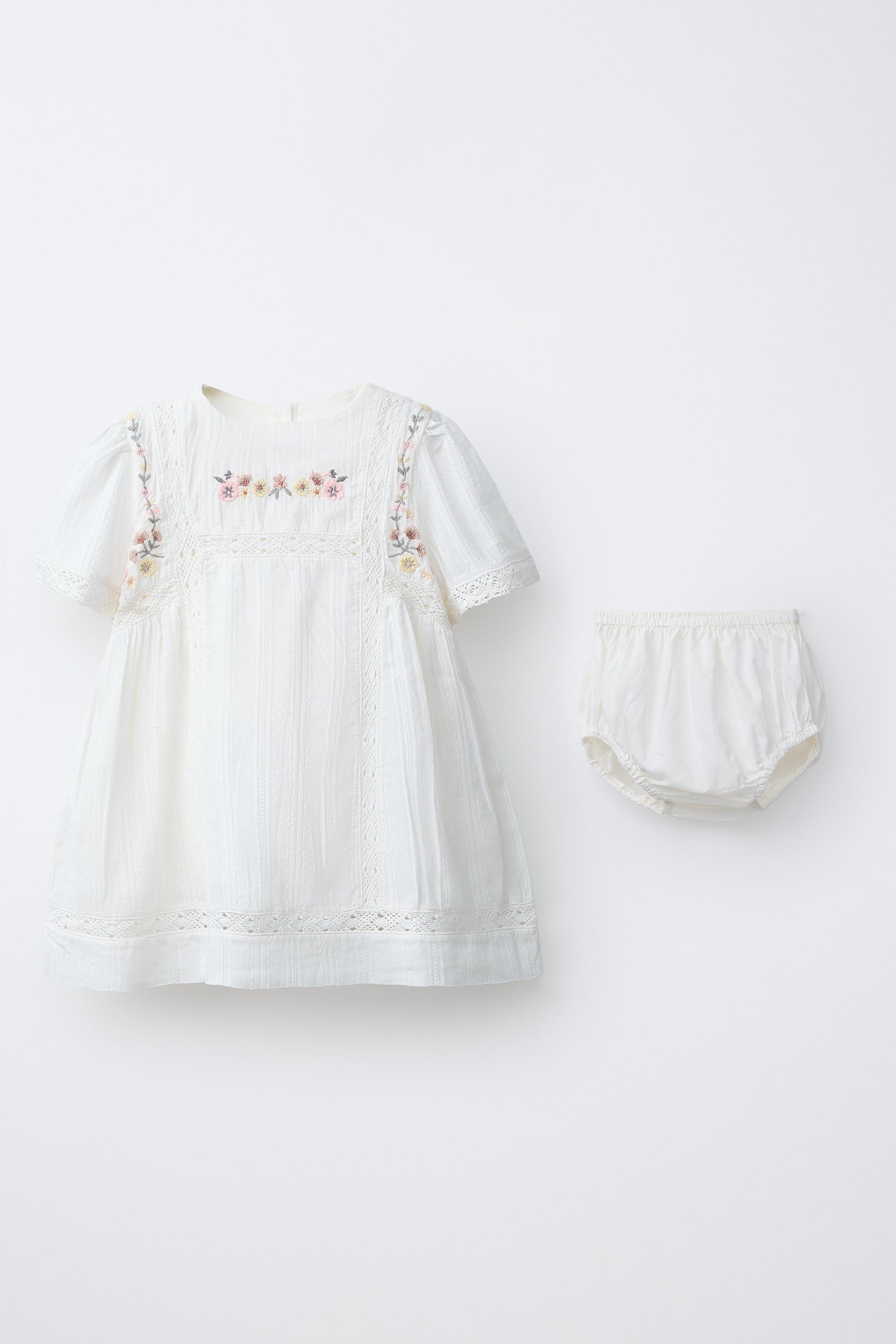 EMBROIDERED FLORAL DRESS AND KNICKERS