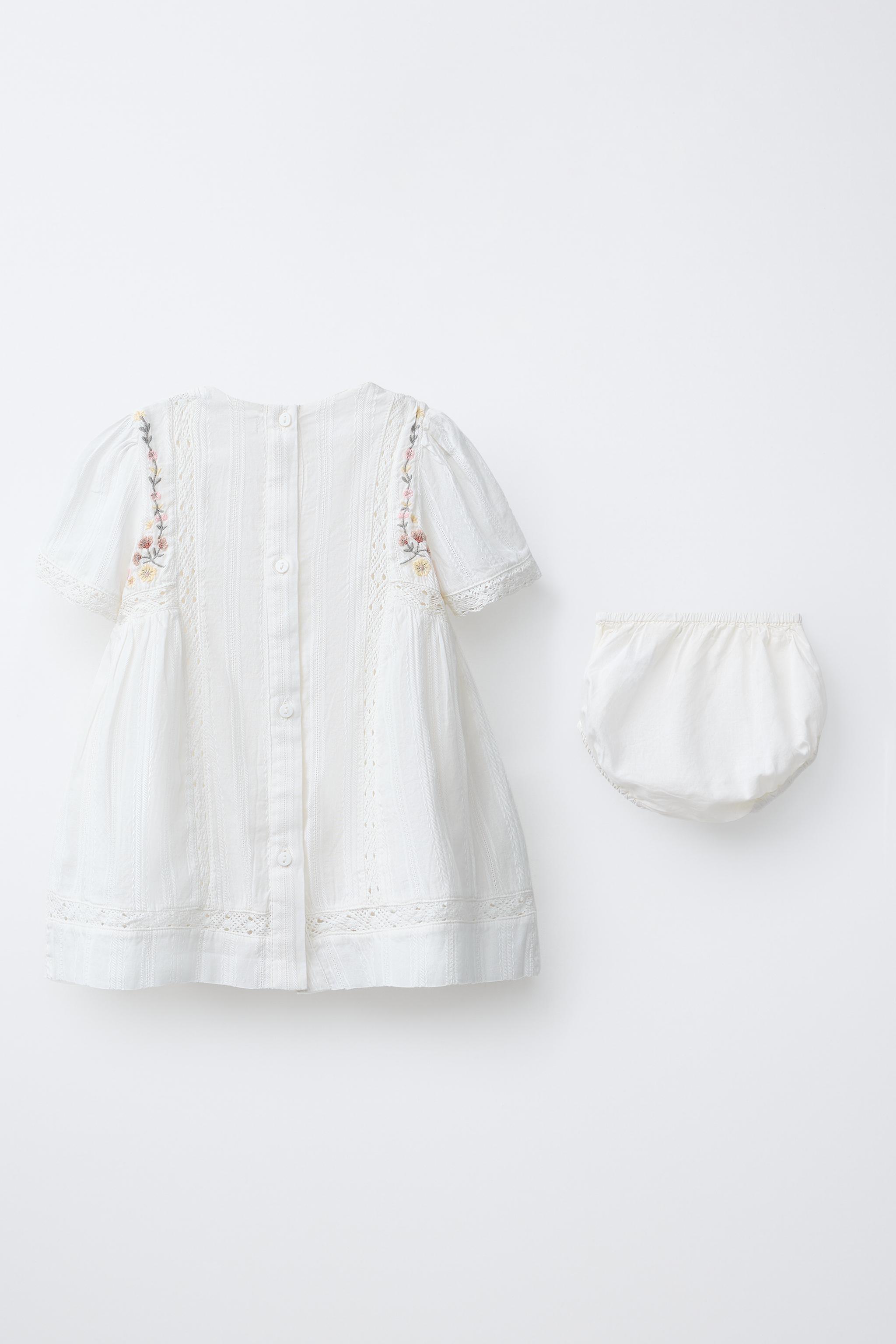 EMBROIDERED FLORAL DRESS AND KNICKERS