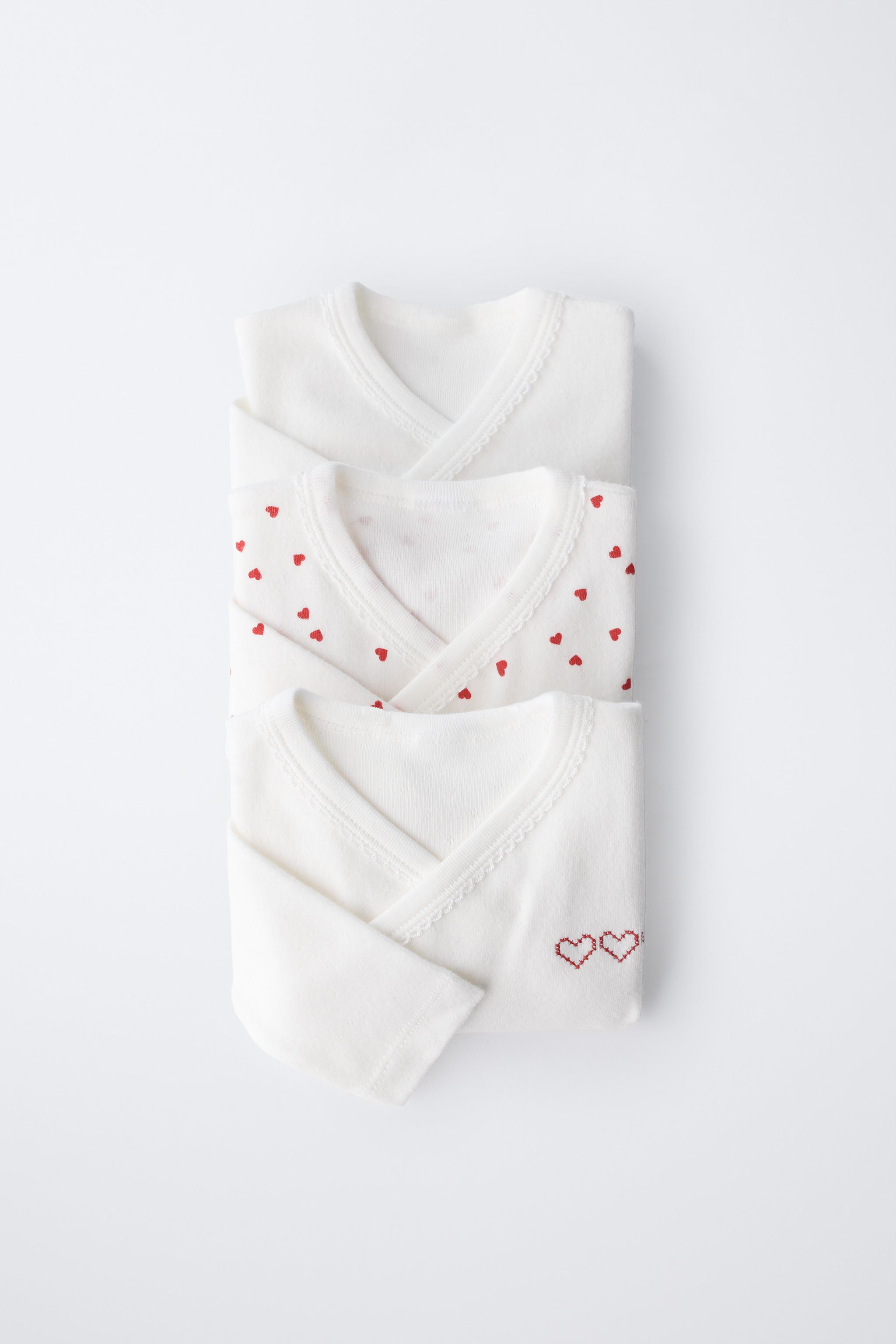 3-PACK OF KIMONO NECK HEART BODYSUITS - Ecru / 0-0 months (50 cm)