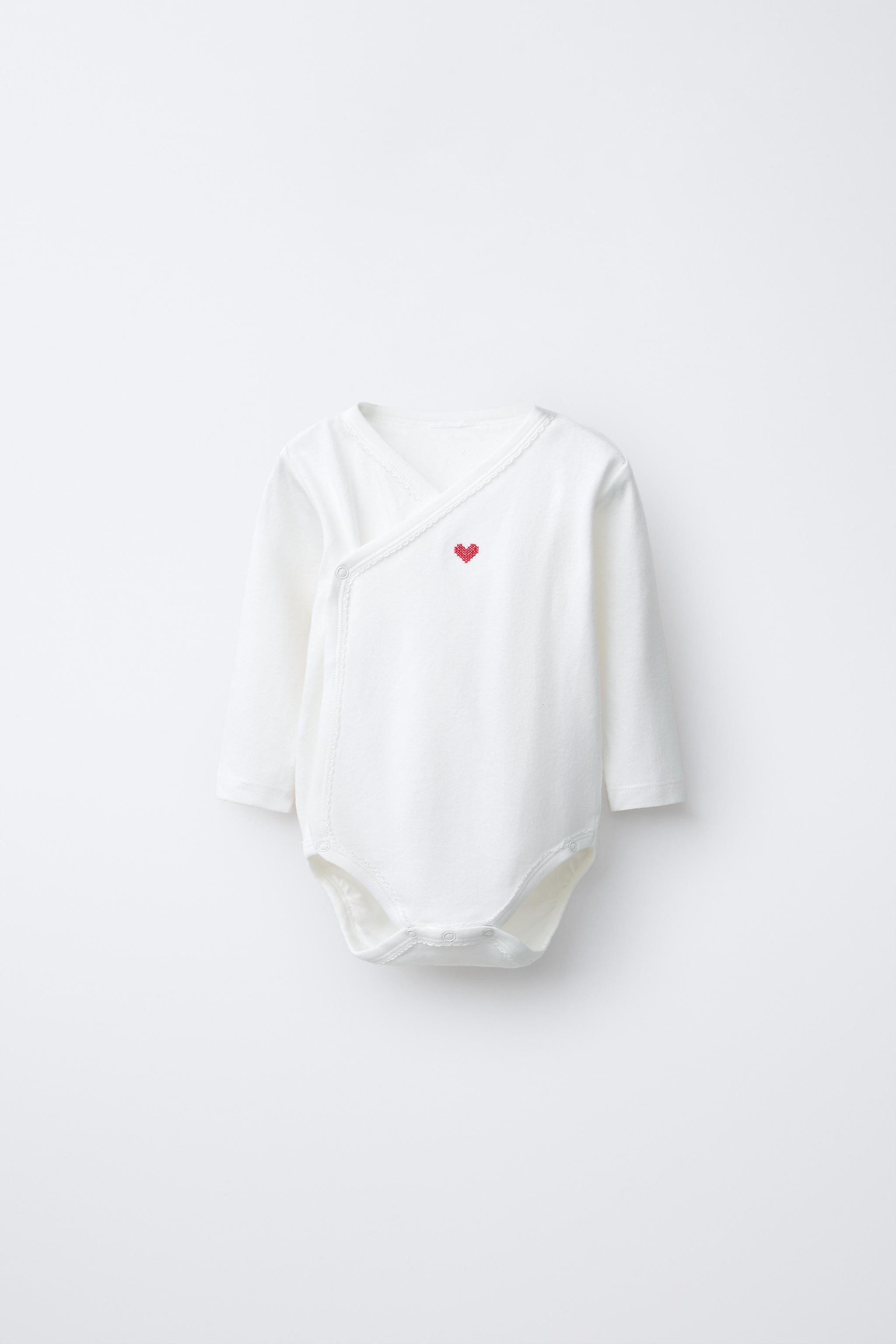 3-PACK OF KIMONO NECK HEART BODYSUITS