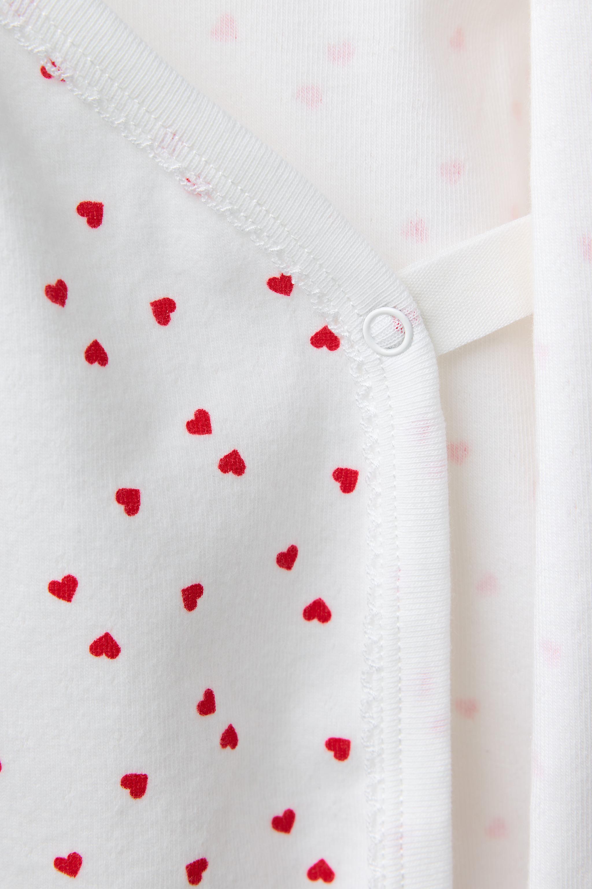 3-PACK OF KIMONO NECK HEART BODYSUITS