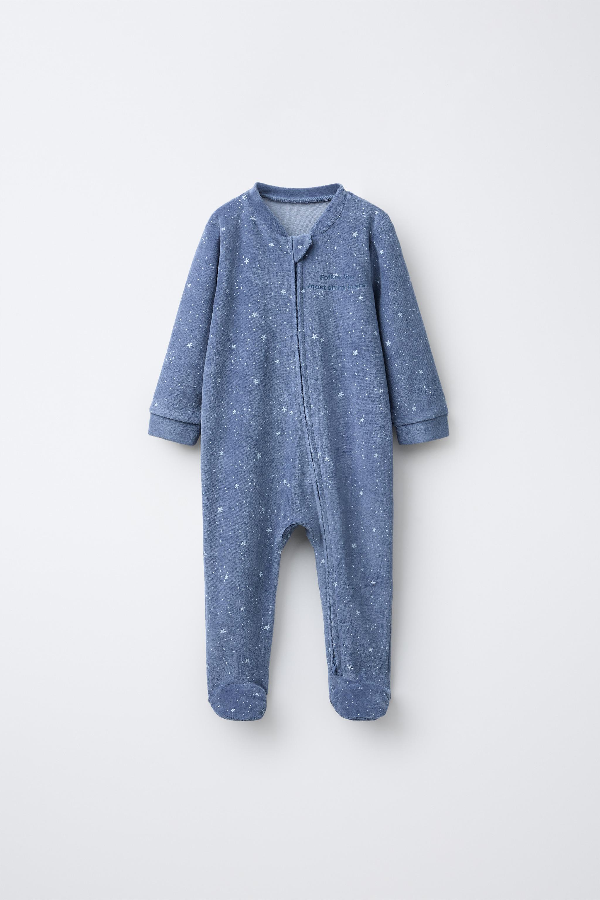 VELOUR STAR PRINT SLEEPSUIT - Blue / 12-18 months (86 cm)