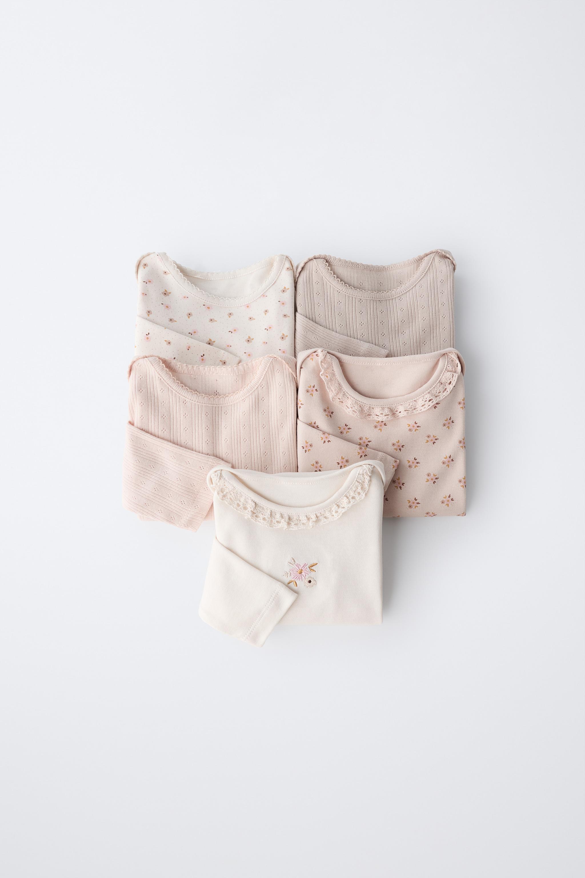 5-PACK OF FLORAL PRINT BODYSUITS - Dusty pink / 12-18 months (86 cm)