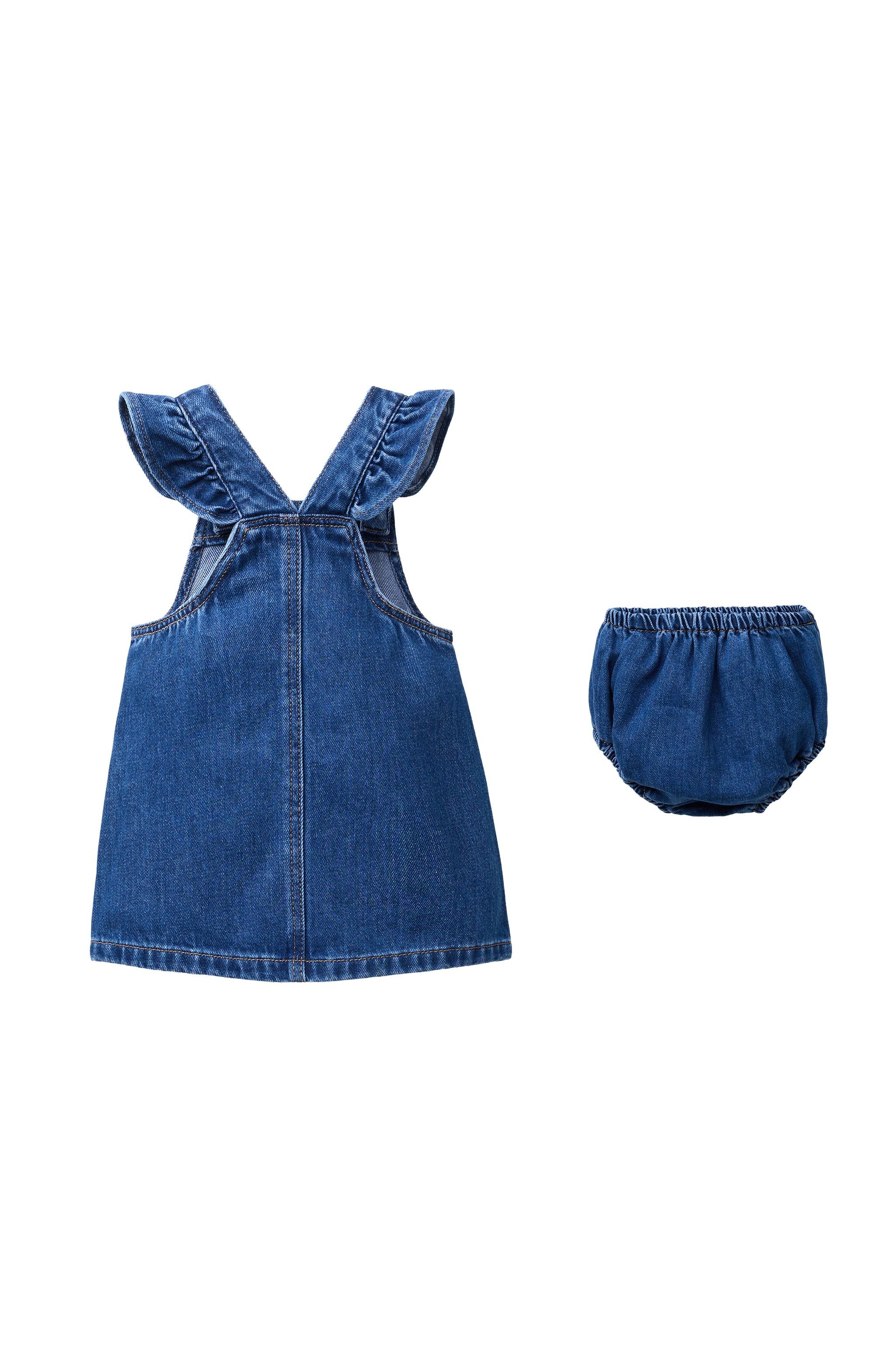 DENIM PINAFORE DRESS AND KNICKERS