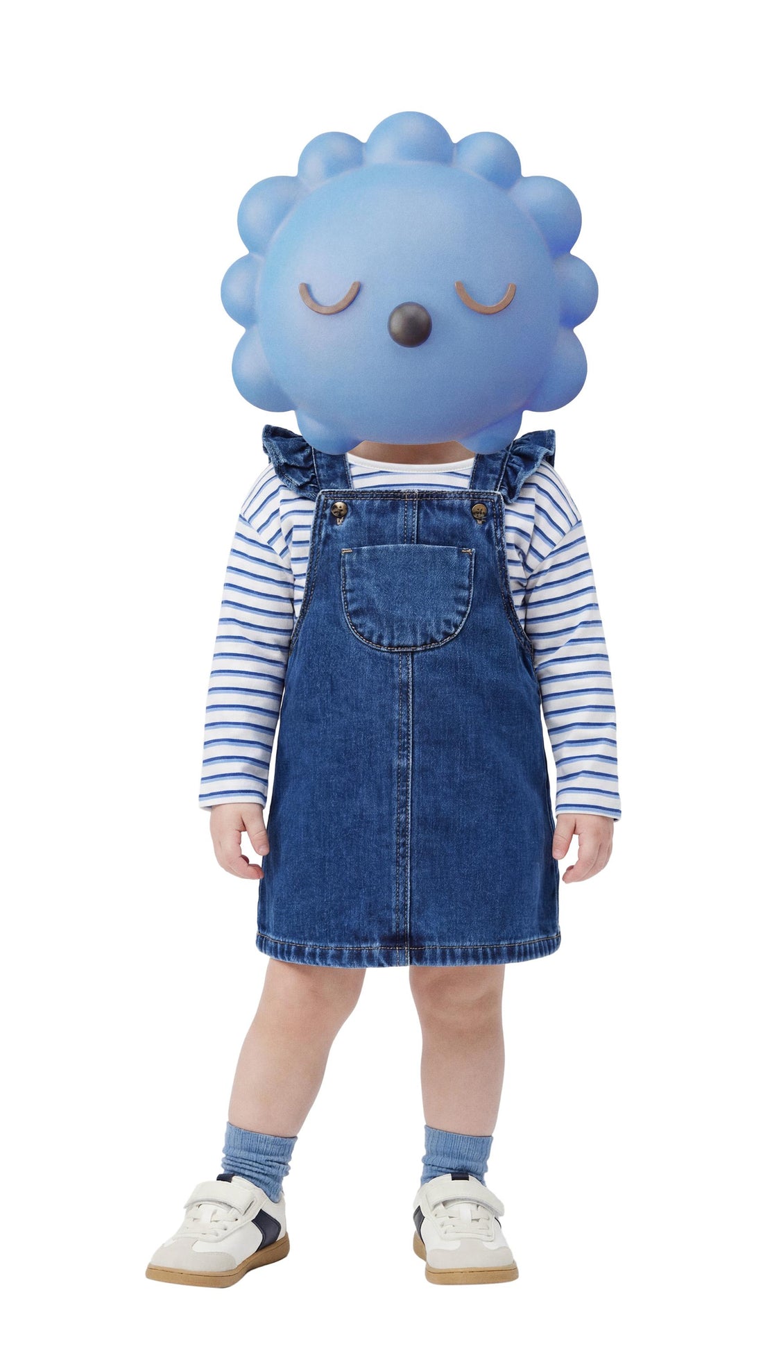 DENIM PINAFORE DRESS AND KNICKERS - Mid-blue / 12-18 months (86 cm)