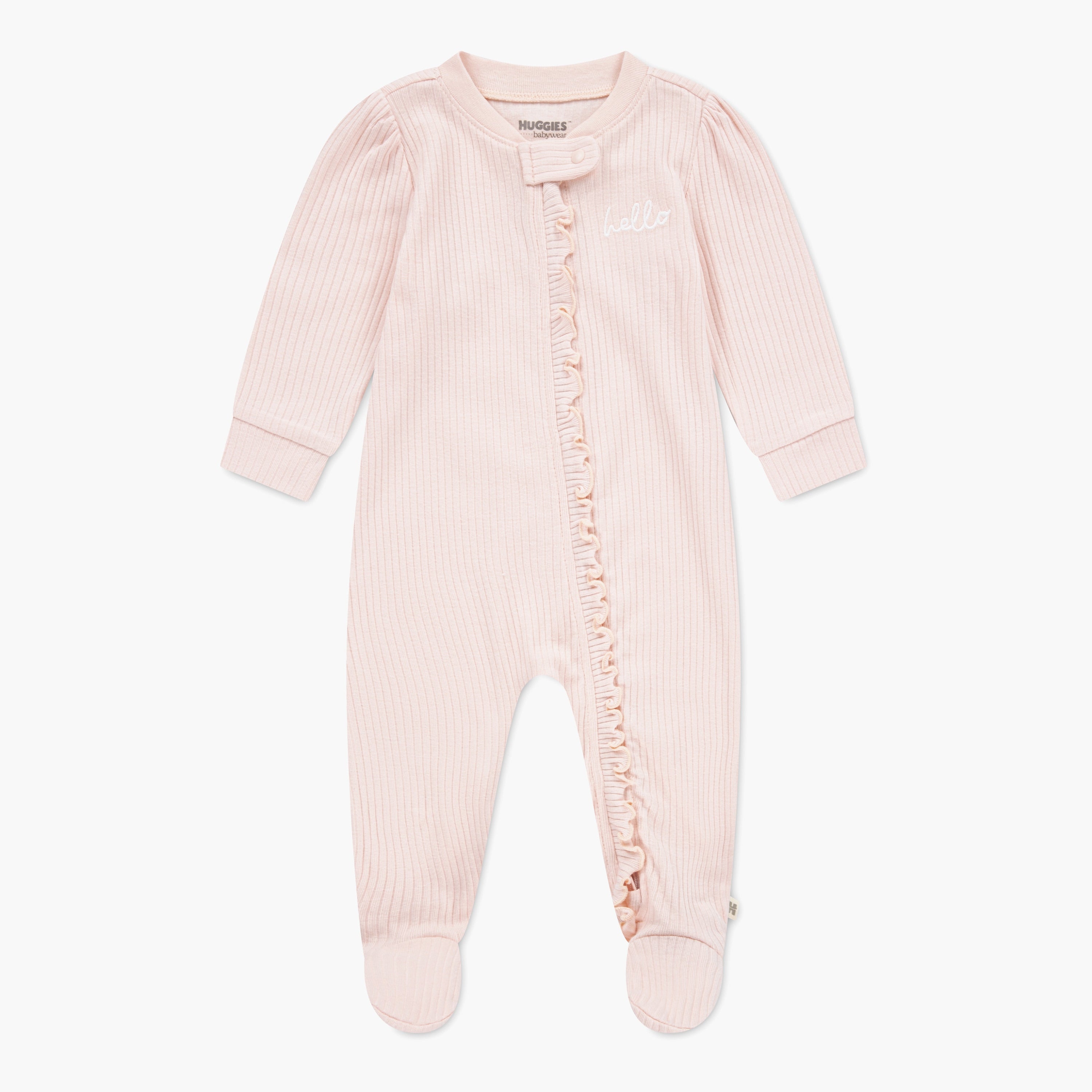 Huggies Solid Long Sleeves Sleepsuit - Pink / 0-3 mths