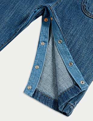 Cotton Rich Denim Heart Jumpsuit (0 Mths - 3 Yrs)