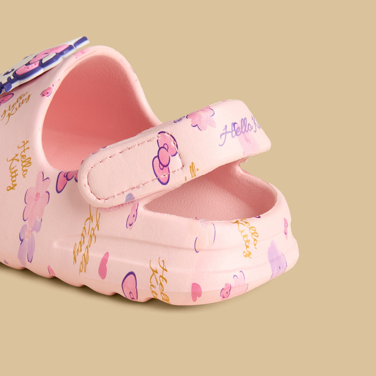 Hello Kitty Applique Slides with Hook and Loop Closure