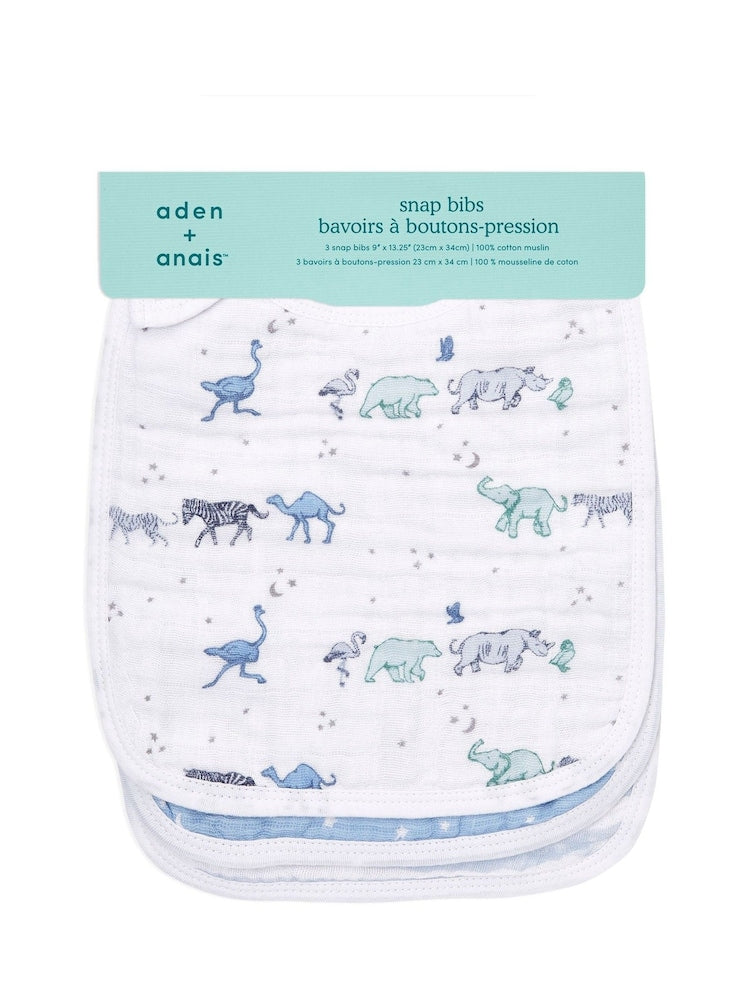 aden + anais Pink Cotton Muslin Snap Bibs 3 Pack