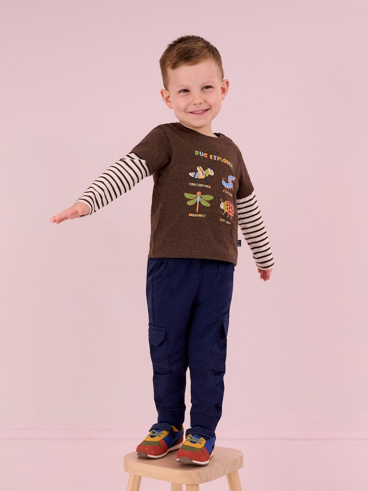 JoJo Maman Bébé Indigo Blue & Navy Blue 2-Pack Cargo Joggers - Size Up To 3 Months (50 - 62cm)