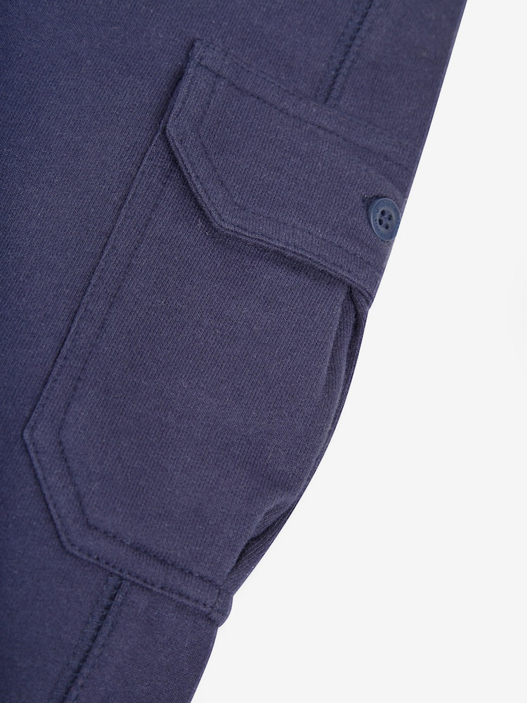 JoJo Maman Bébé Indigo Blue & Navy Blue 2-Pack Cargo Joggers - Size Up To 3 Months (50 - 62cm)