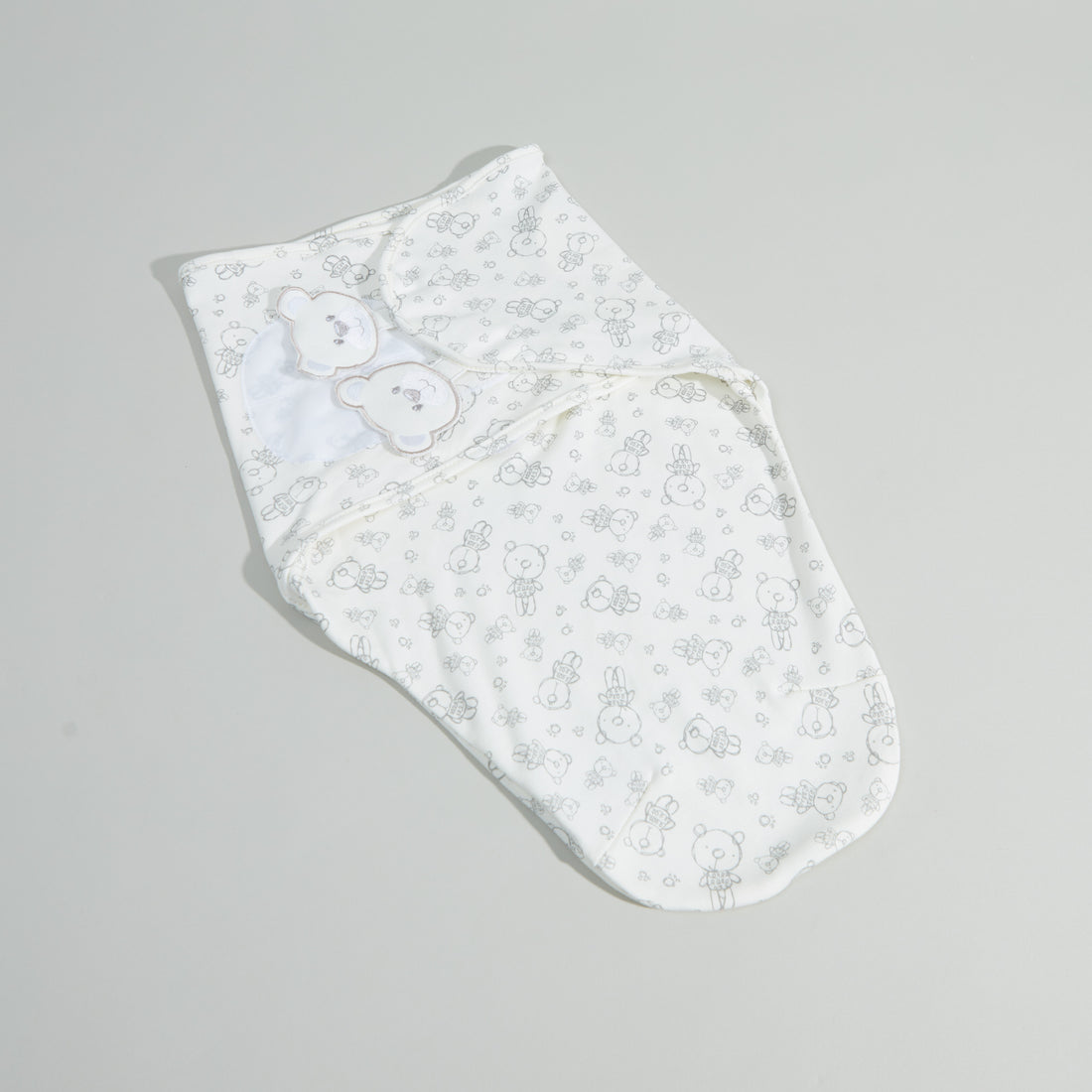 Juniors Bear Printed Baby Cuddle Wrap - Cream