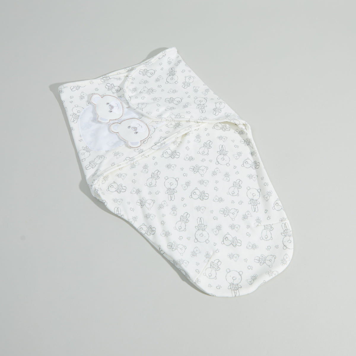 Juniors Bear Printed Baby Cuddle Wrap - Cream