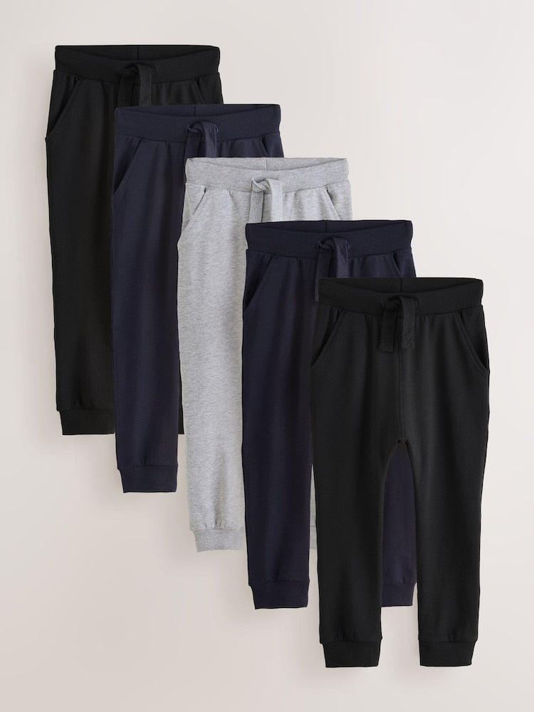 Black/Navy/Grey Skinny Fit Joggers 5 Pack (3mths-7yrs) - Size 3-6 Months (62-68cm) - Black/Navy/Grey Skinny Fit