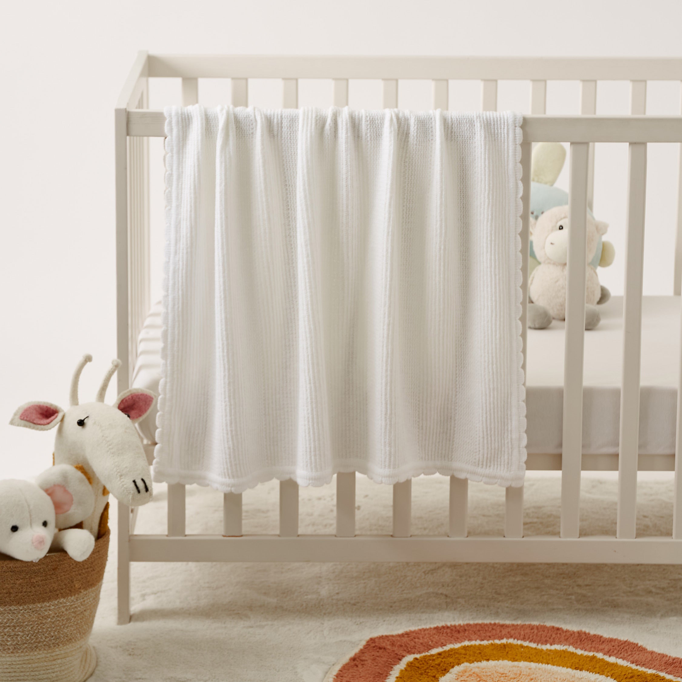 Juniors Knitted Blanket with Scallop Hem - 81x107 cms - HomeBabyNurseryBlankets & SwaddlesBlankets & Quilts