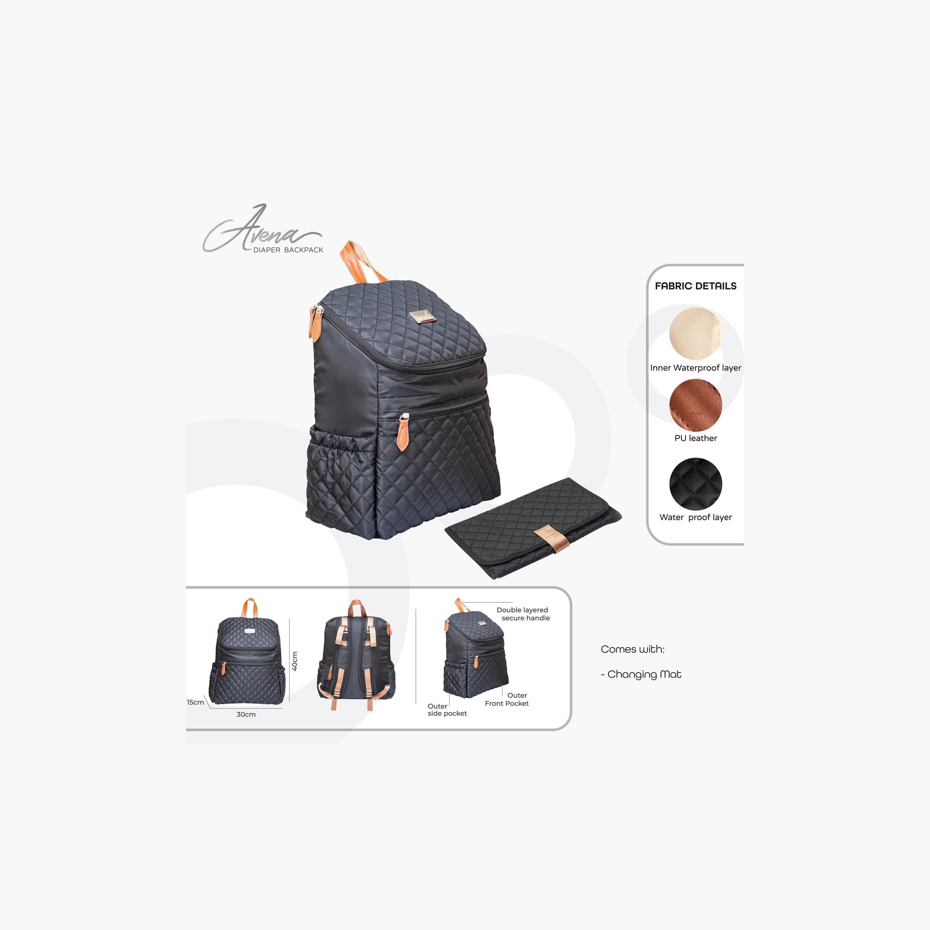 Moon Avena Diaper Backpack with Adjustable Shoulder Straps and Zip Closure