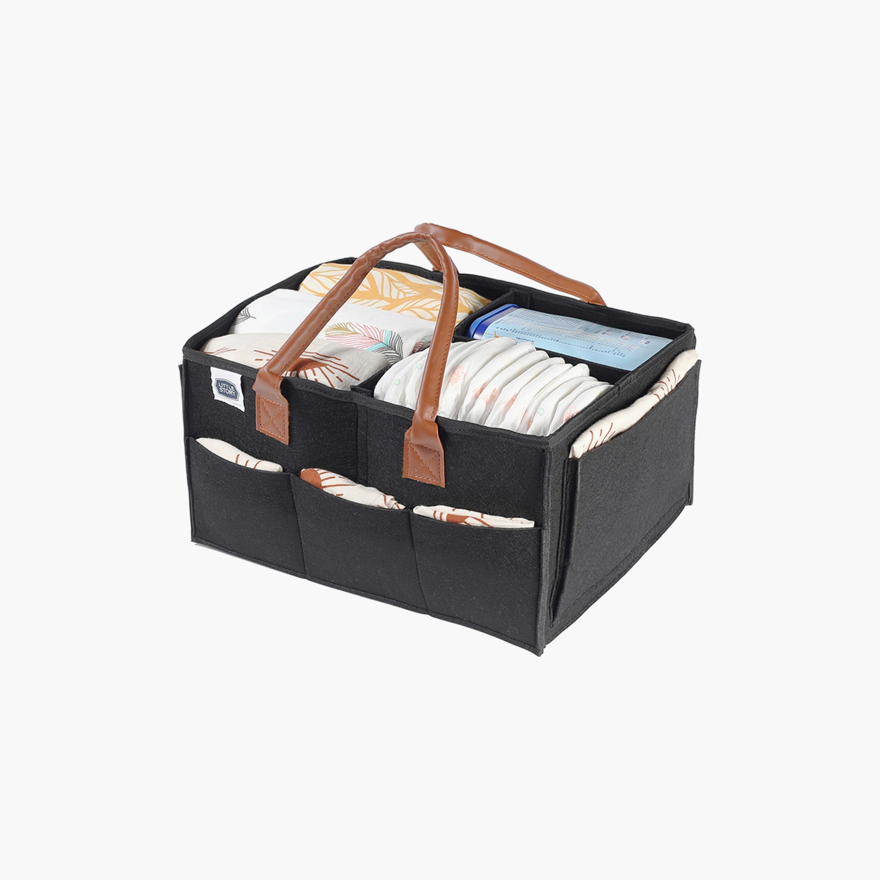Little Story Diaper Caddy + Pouch, Medium, Black