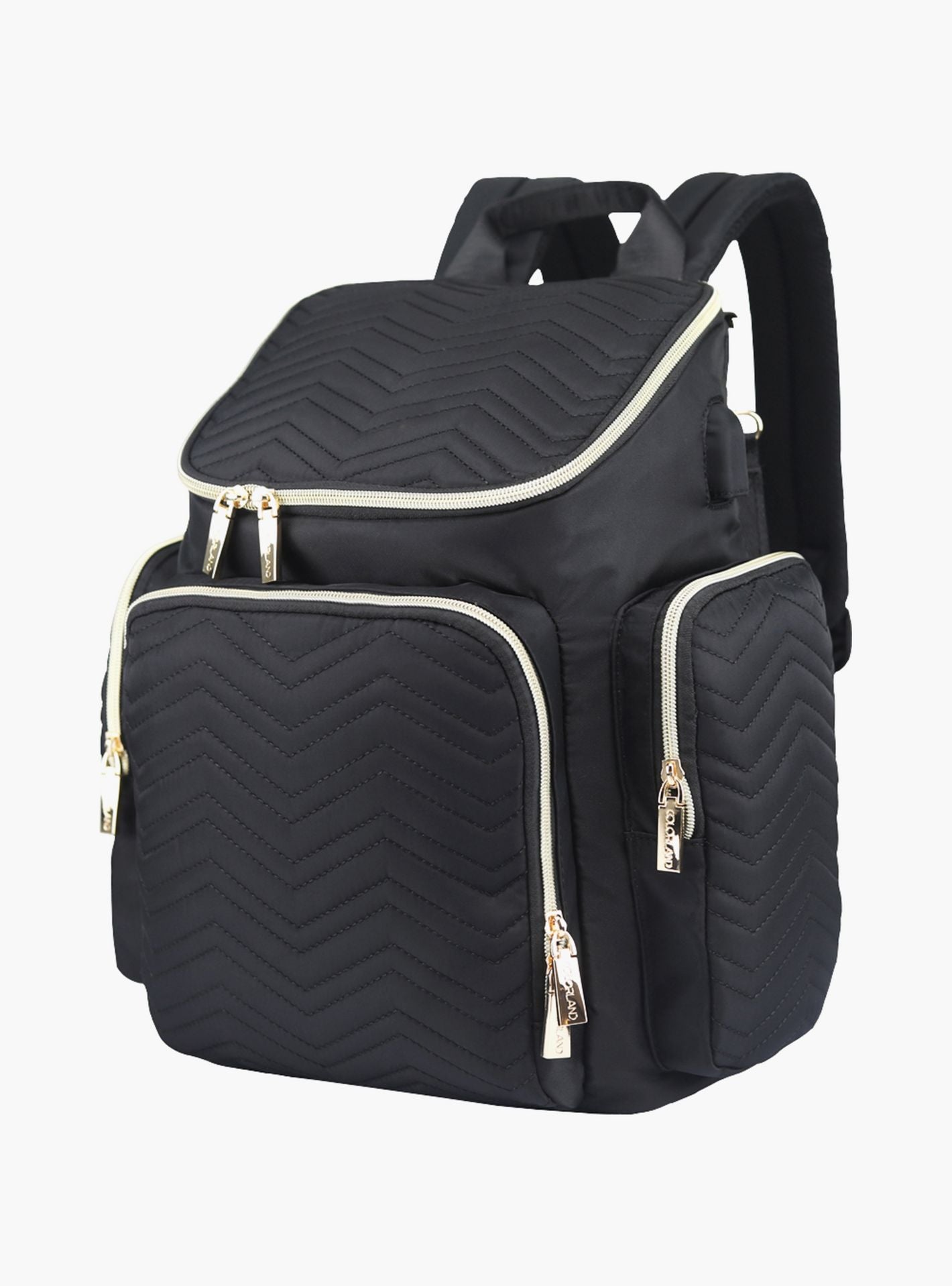 Little Story Georgia Diaper Bag With Changing Pad & Stroller Hooks, Black-baby-gear-diaperbags-image-1