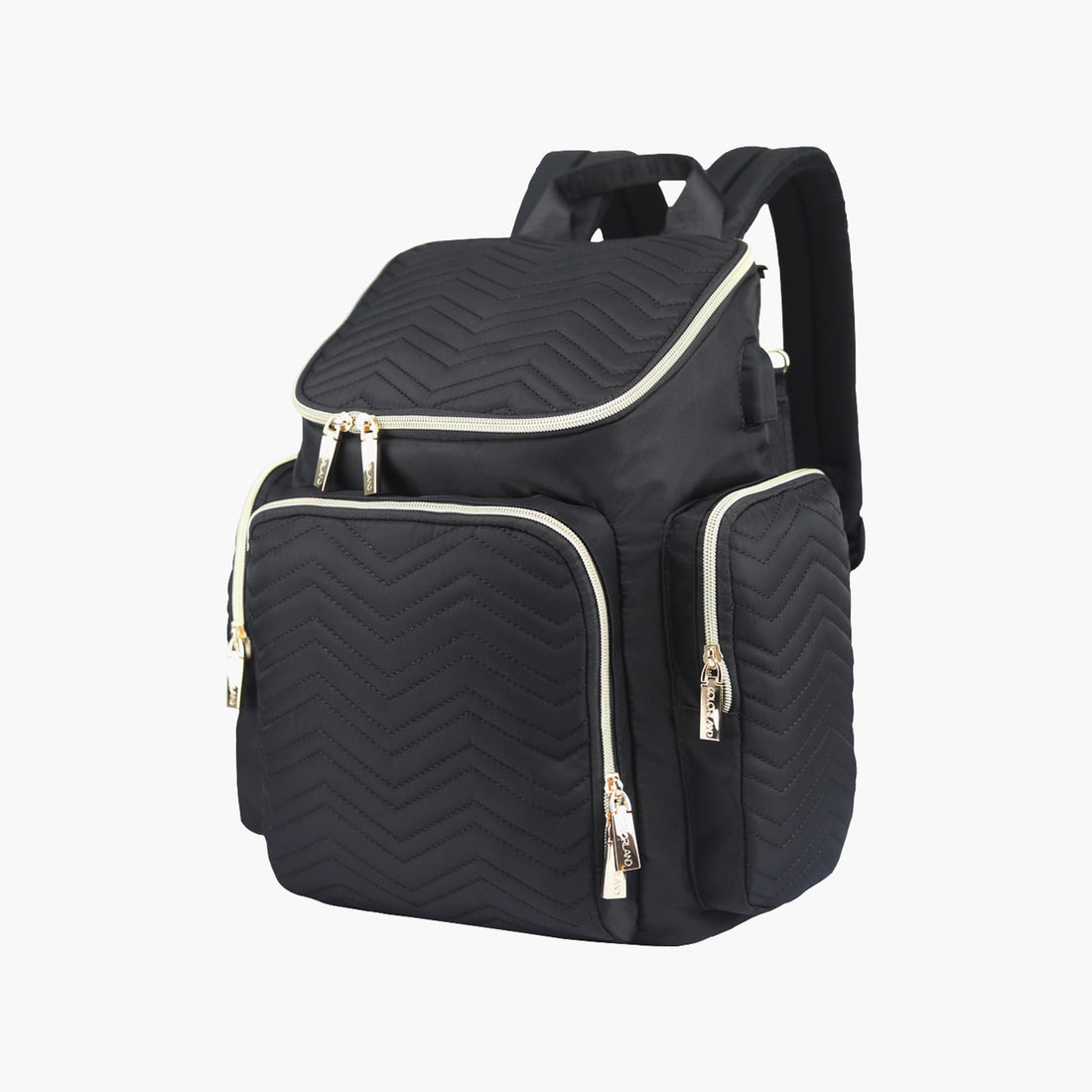 Little Story Georgia Diaper Bag With Changing Pad & Stroller Hooks, Black