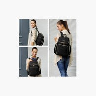 Little Story Georgia Diaper Bag With Changing Pad & Stroller Hooks, Black-undefined-image-1
